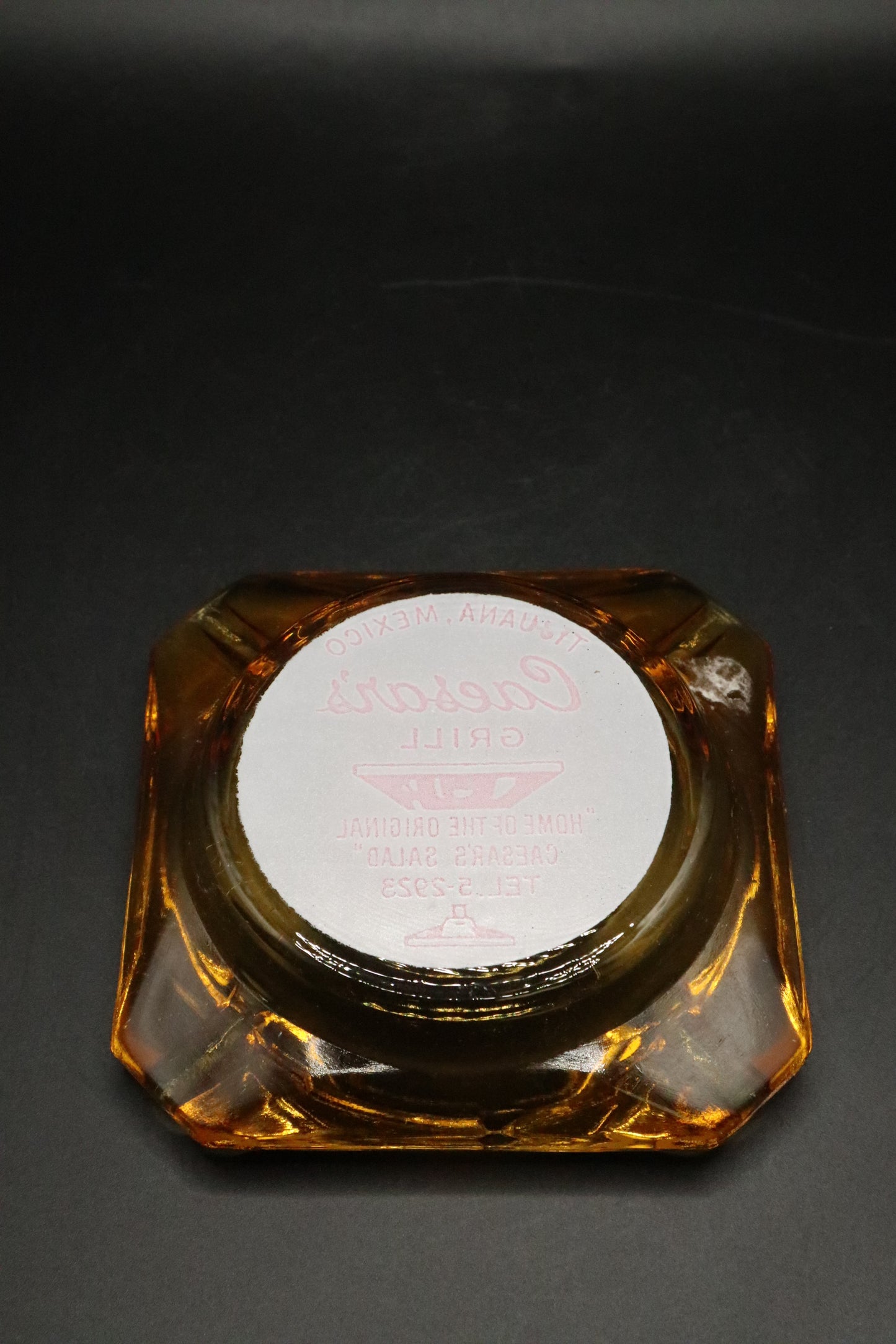 VINTAGE CAESAR'S GRILL AMBER ASHTRAY MEXICO