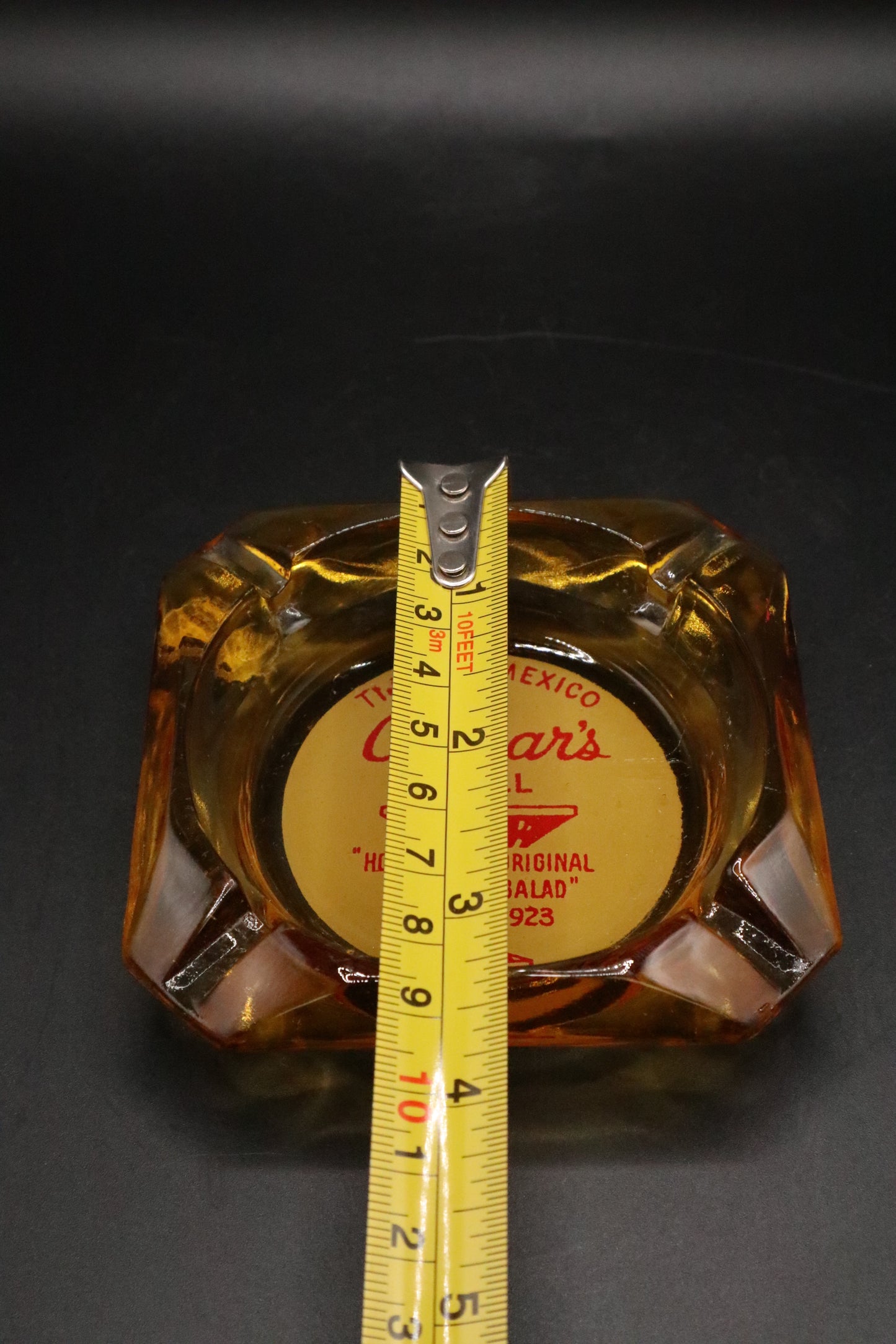 VINTAGE CAESAR'S GRILL AMBER ASHTRAY MEXICO