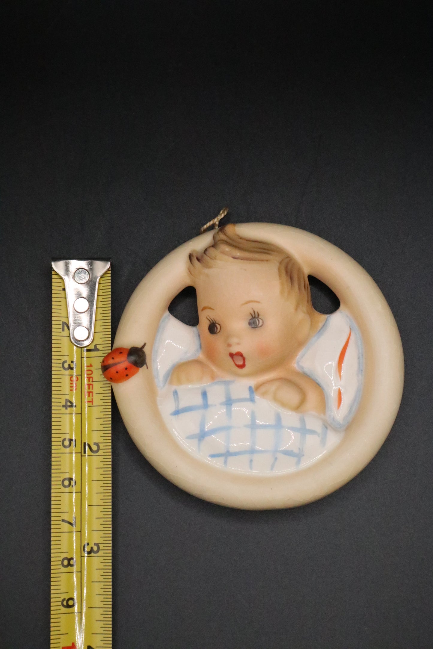 HUMMEL 137/B 3" CERAMIC WALL PLAQUE W. GERMANY "CHILD IN BED"