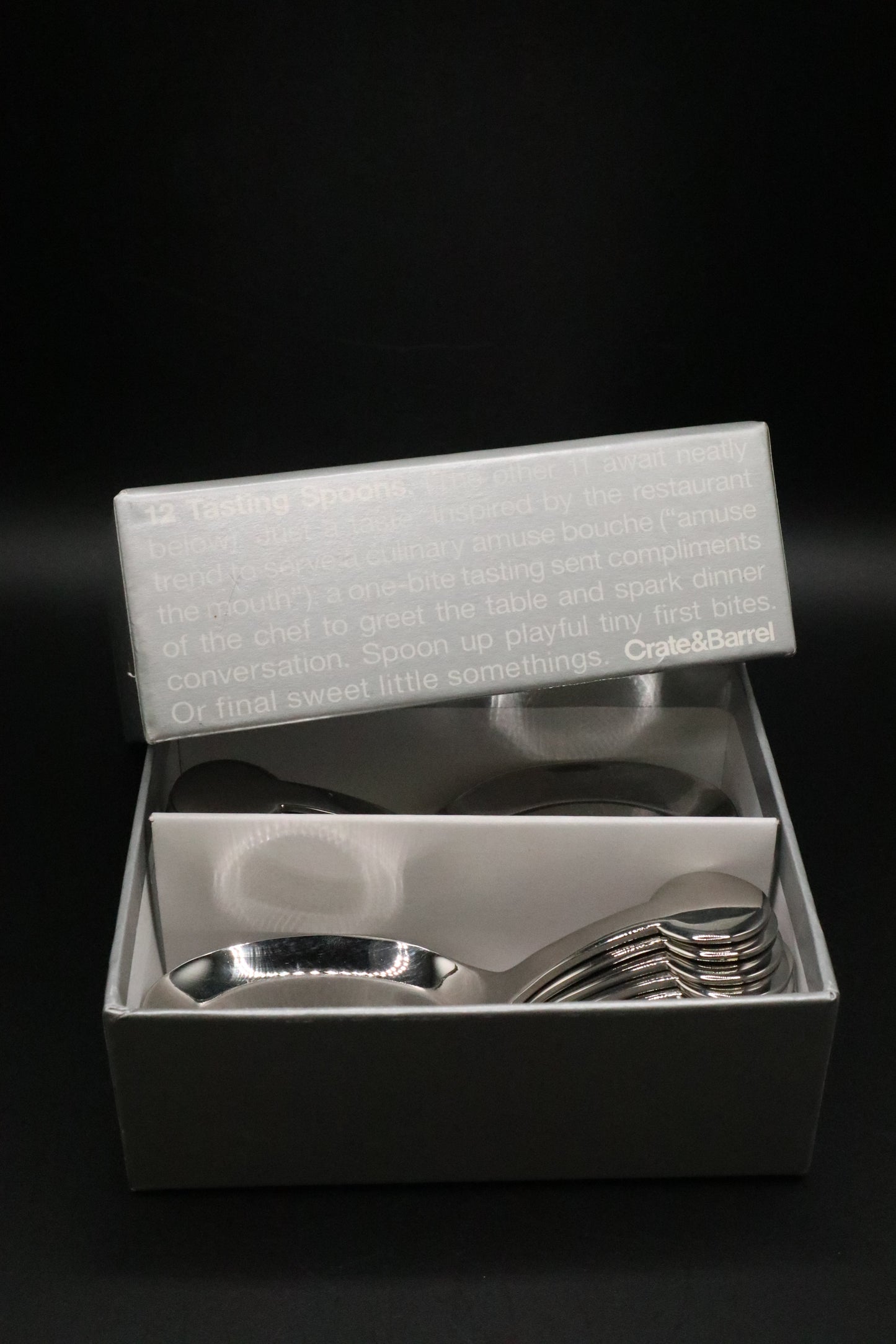 CRATE AND BARREL TASTING SPOONS SET OF 2