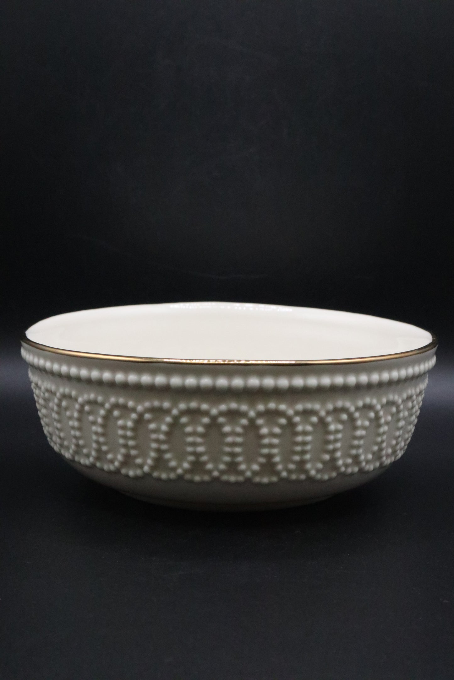 LENOX IVORY BEADED BOWL WITH GOLD TRIM
