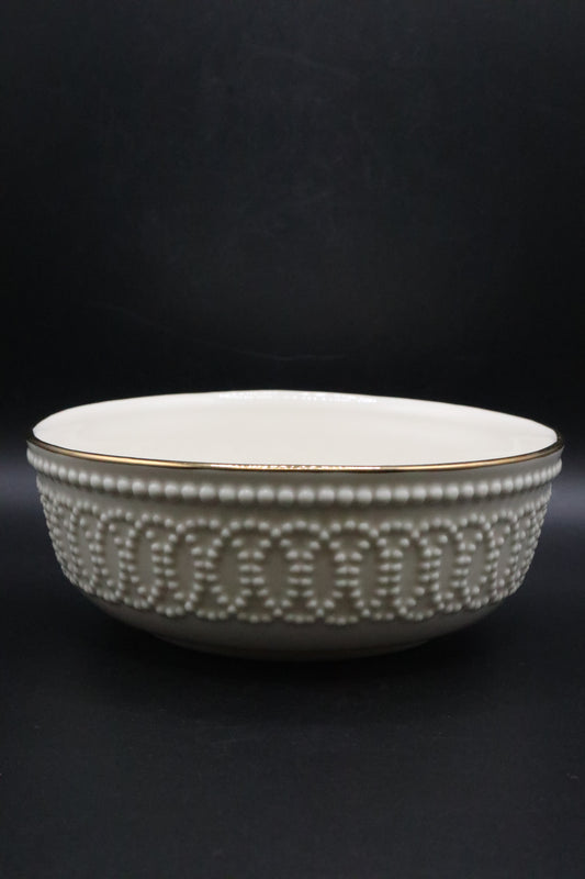 LENOX IVORY BEADED BOWL WITH GOLD TRIM