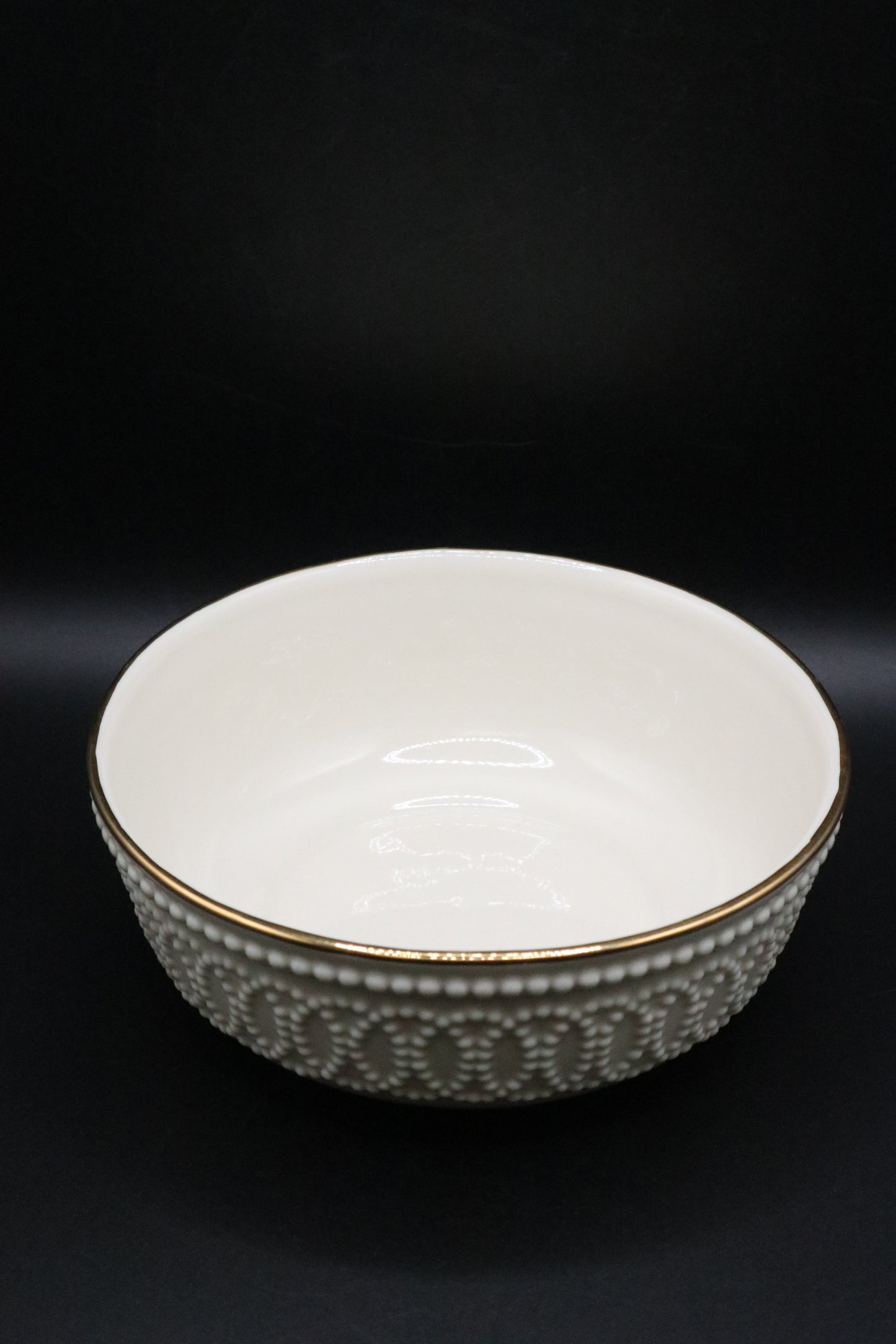 LENOX IVORY BEADED BOWL WITH GOLD TRIM