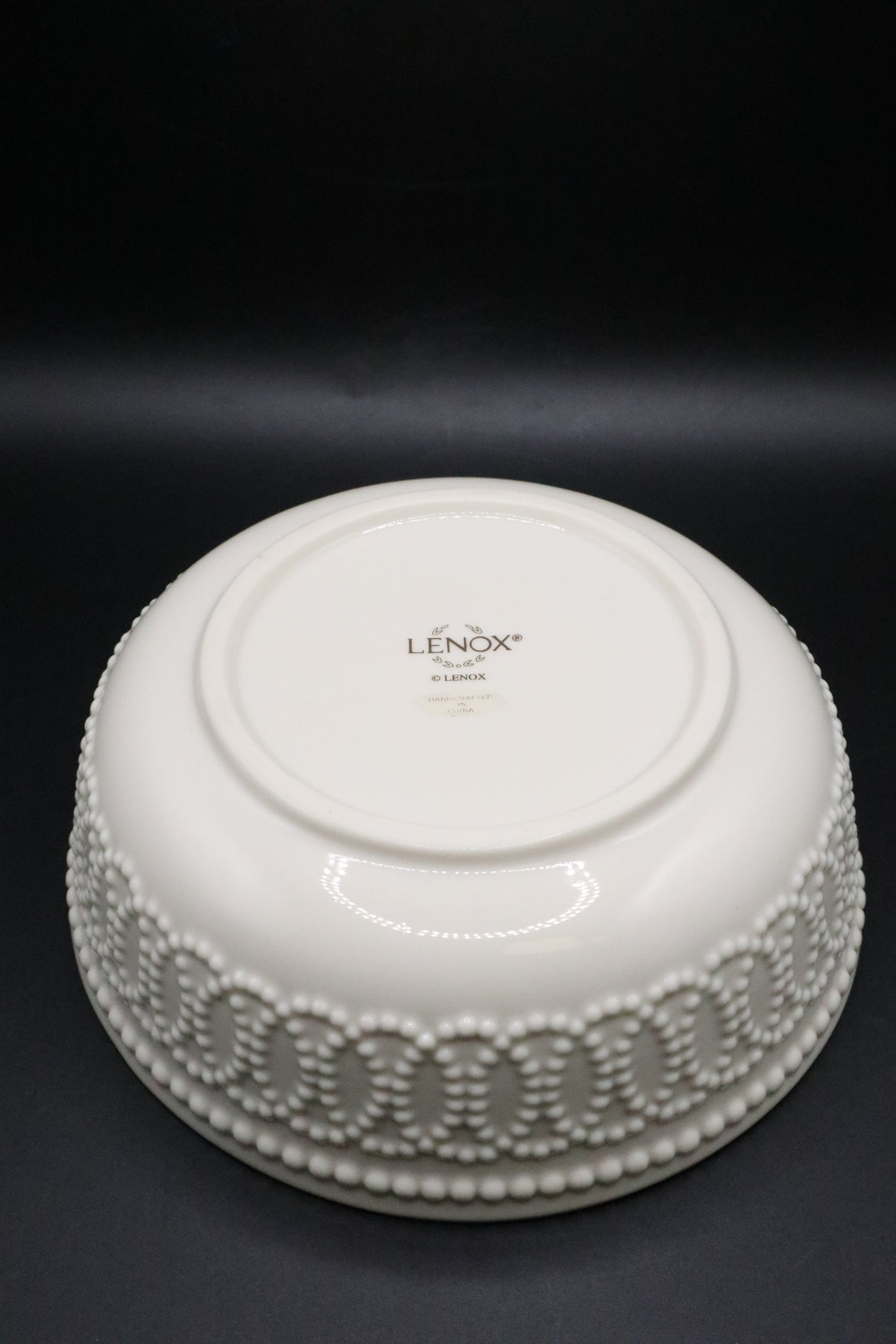 LENOX IVORY BEADED BOWL WITH GOLD TRIM