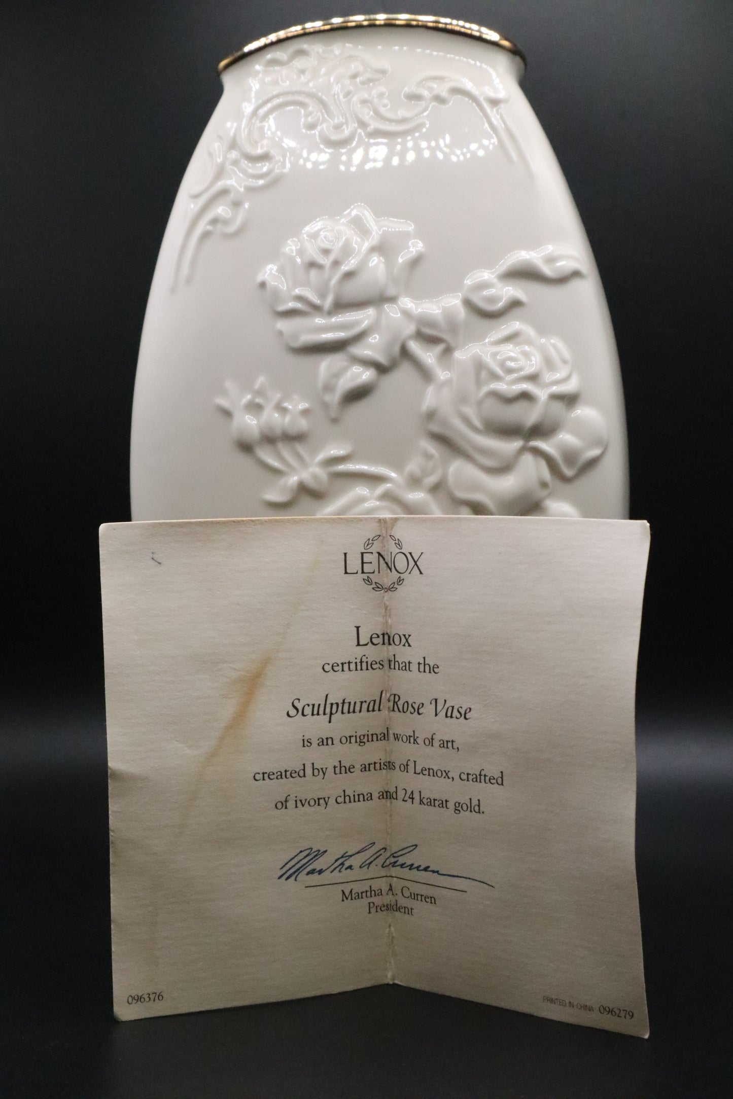 LENOX ROSE COLLECTION RECTANGULAR VASE