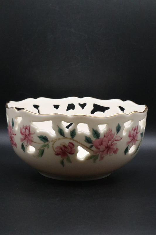 LENOX BARRINGTON COLLECTION PIERCED BOWL GOLD TRIM