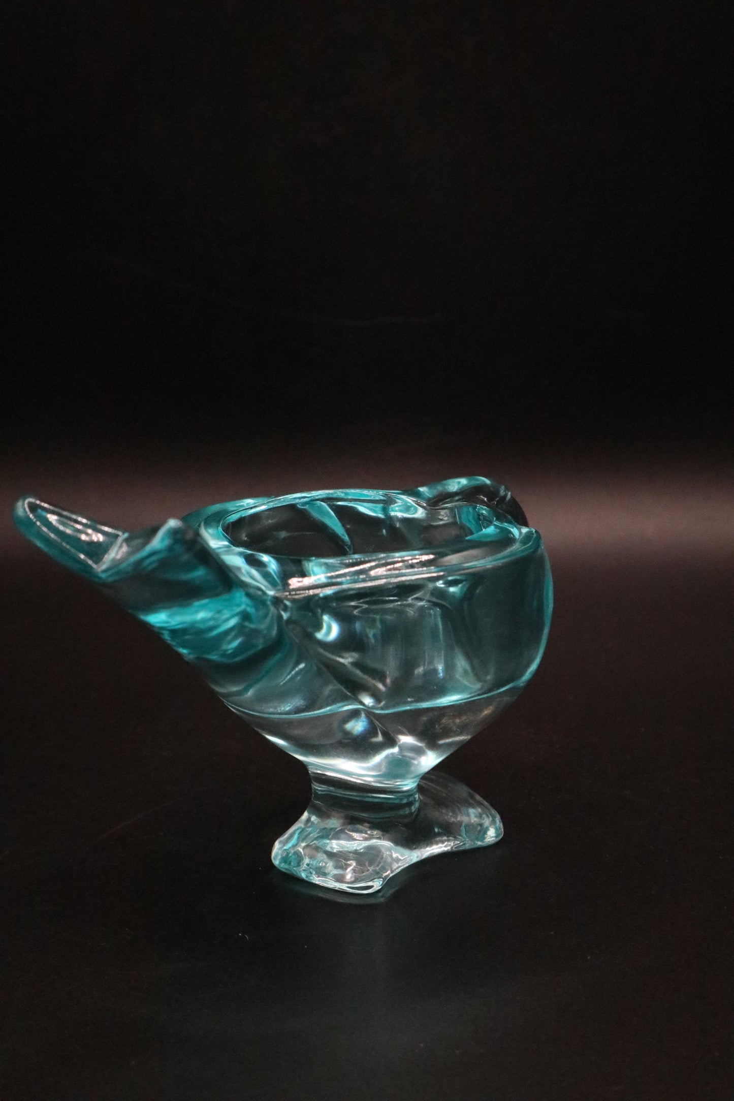 LENOX CANDLE HOLDER ART GLASS BIRD TEAL AND PINK SET OF 2
