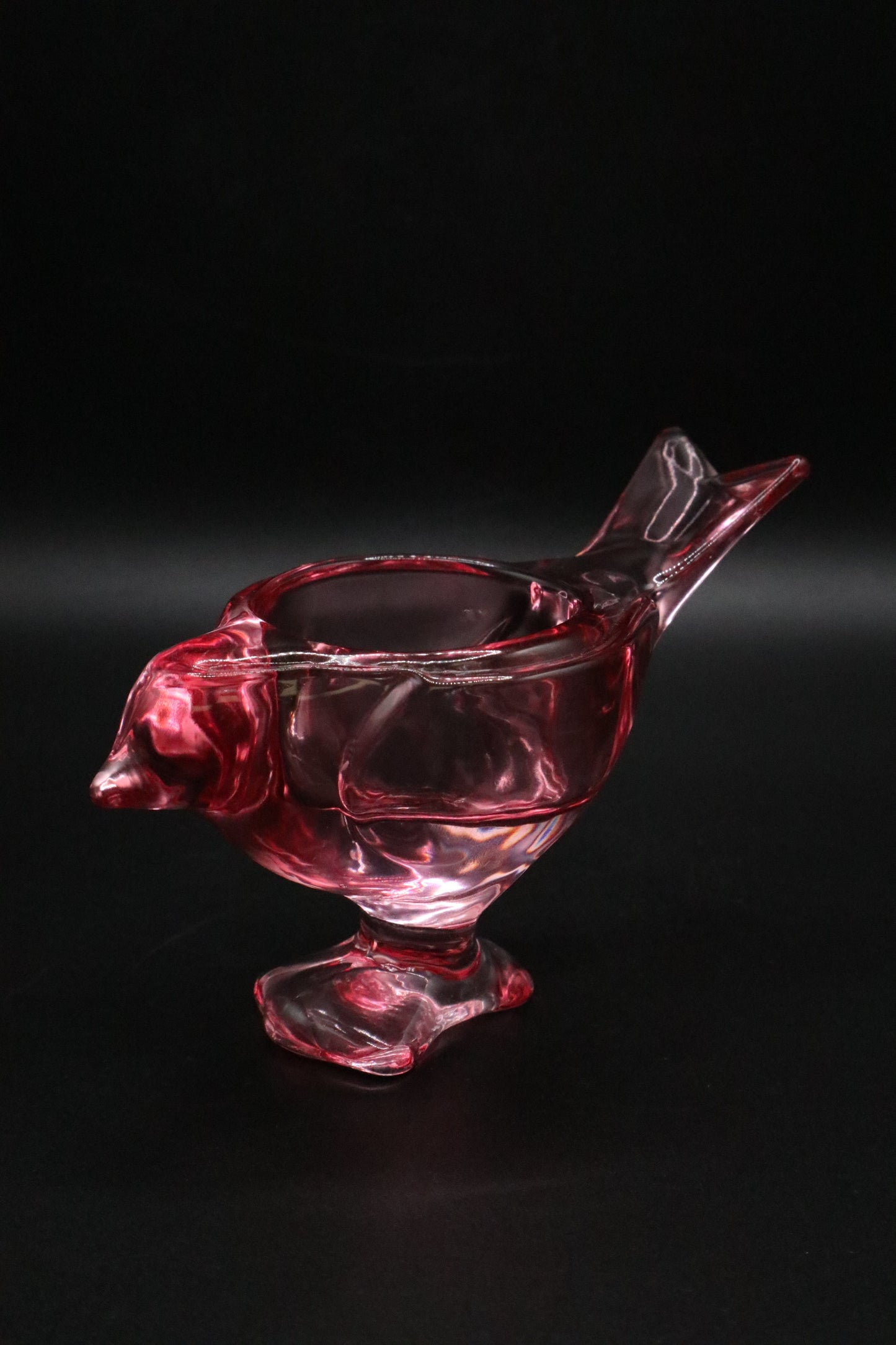 LENOX CANDLE HOLDER ART GLASS BIRD TEAL AND PINK SET OF 2