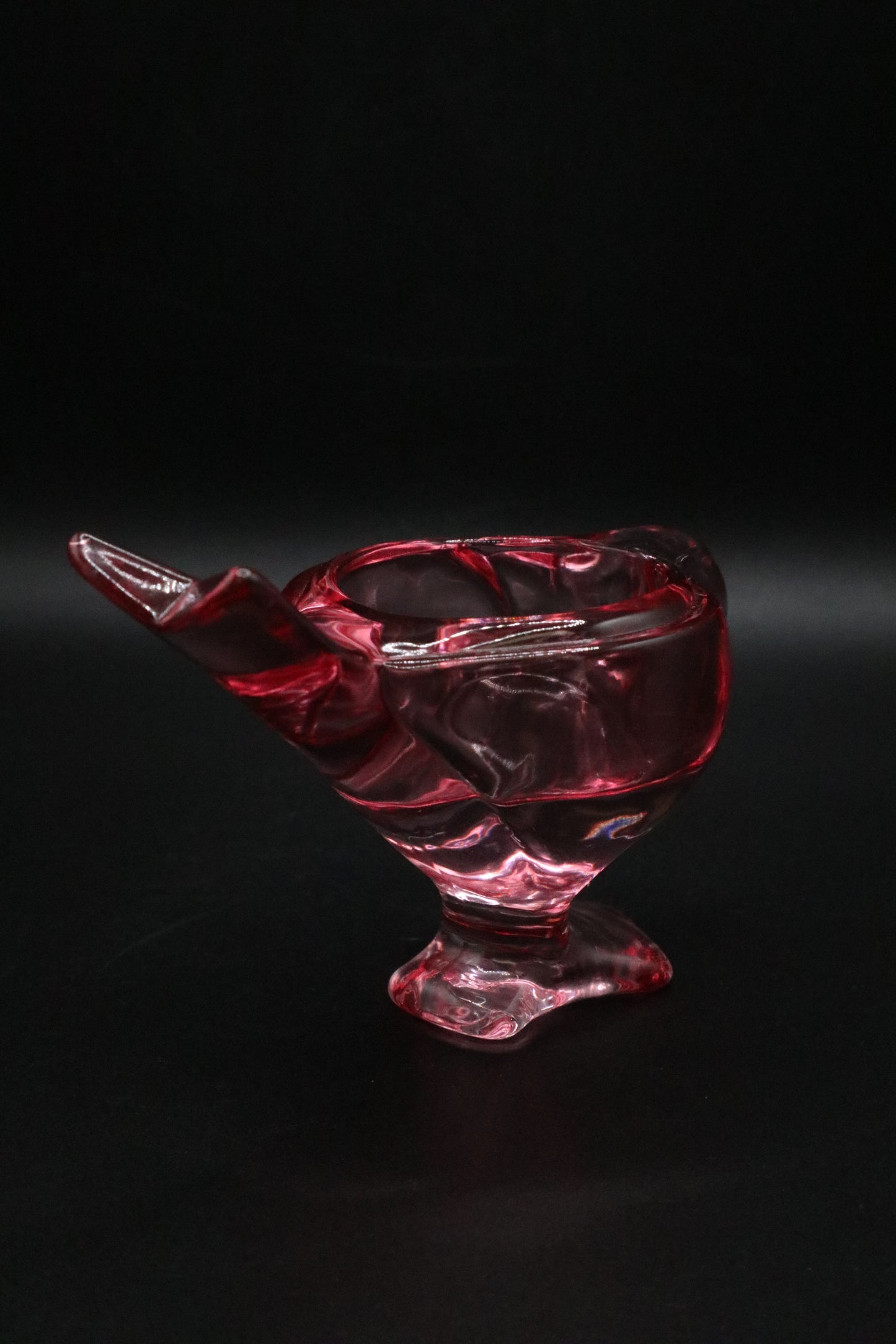 LENOX CANDLE HOLDER ART GLASS BIRD TEAL AND PINK SET OF 2