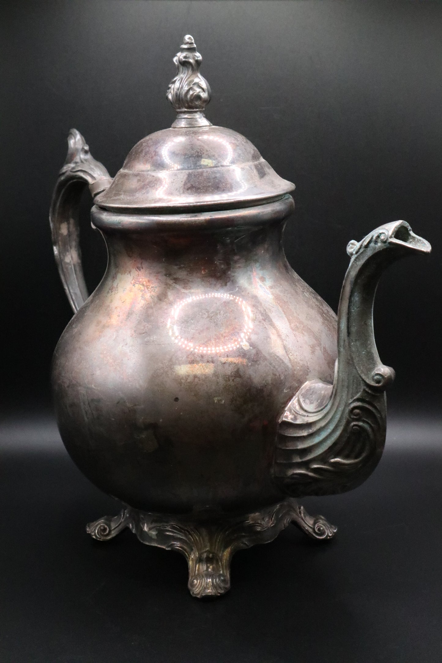 F B ROGERS SILVER FOOTED TEA POT