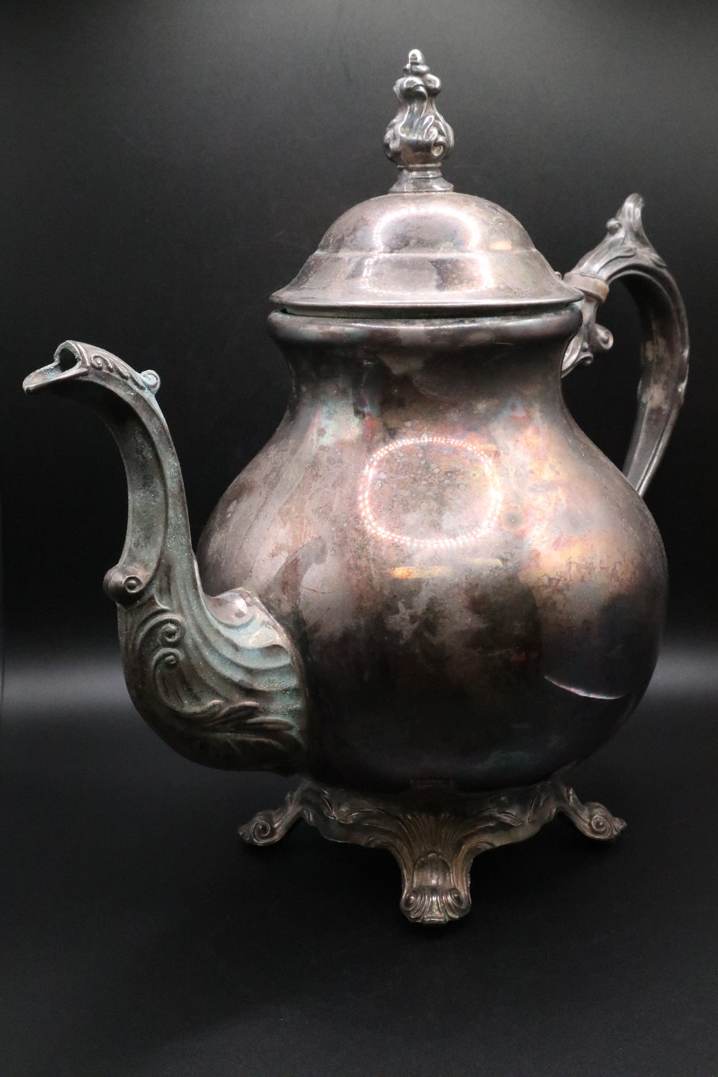 F B ROGERS SILVER FOOTED TEA POT