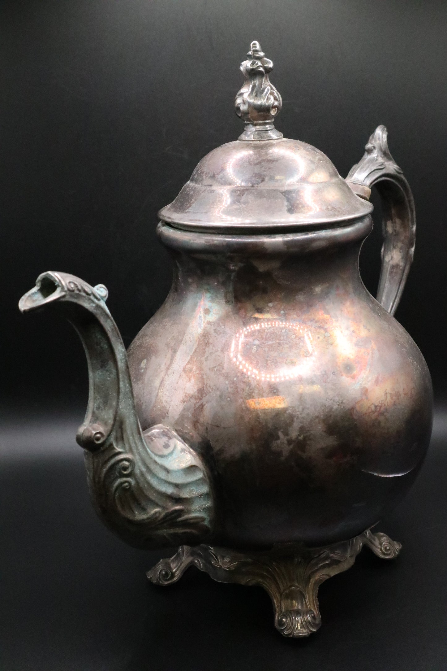 F B ROGERS SILVER FOOTED TEA POT