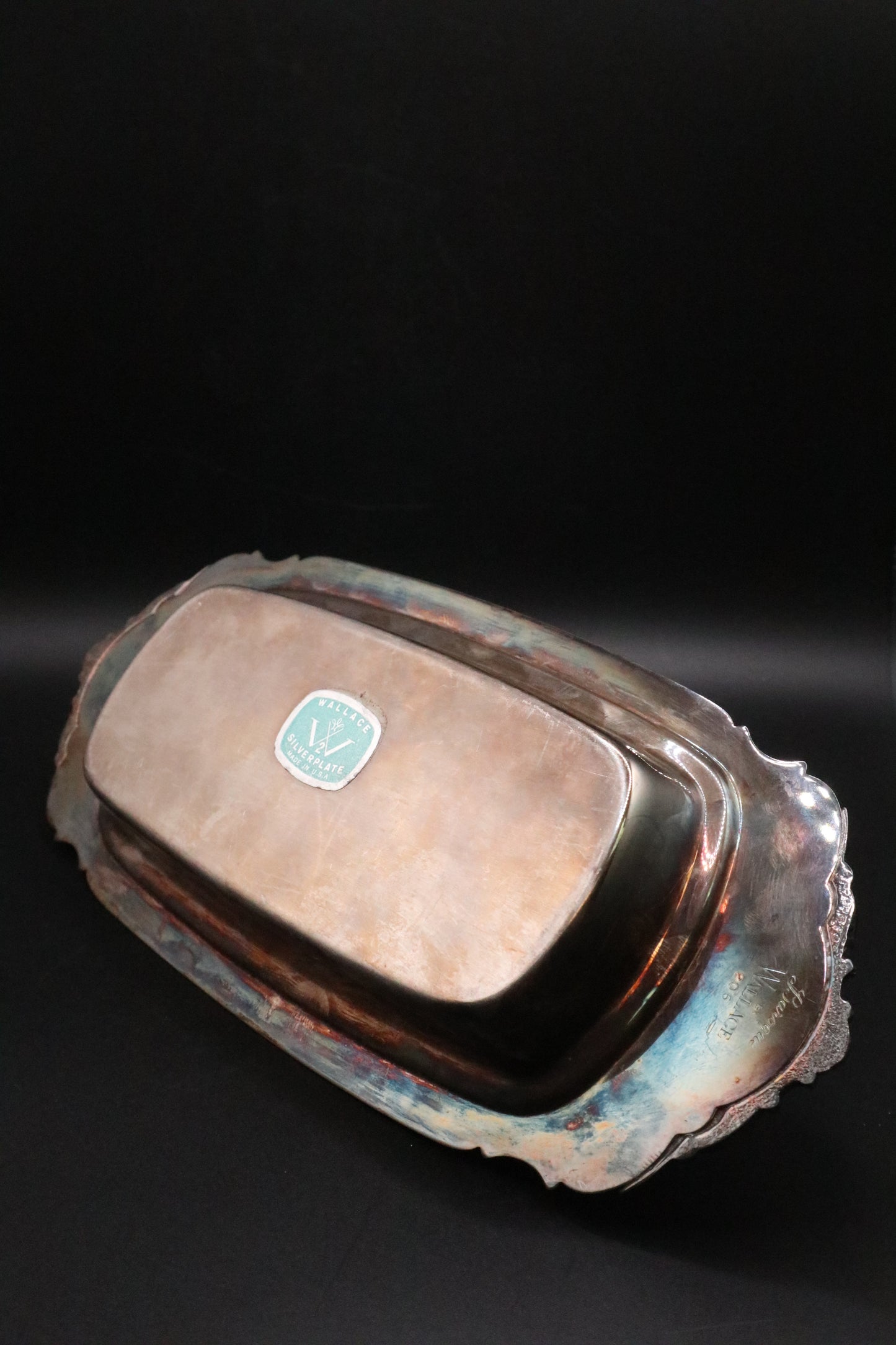 VINTAGE WALLACE BAROQUE SILVER PLATE BUTTER DISH 206
