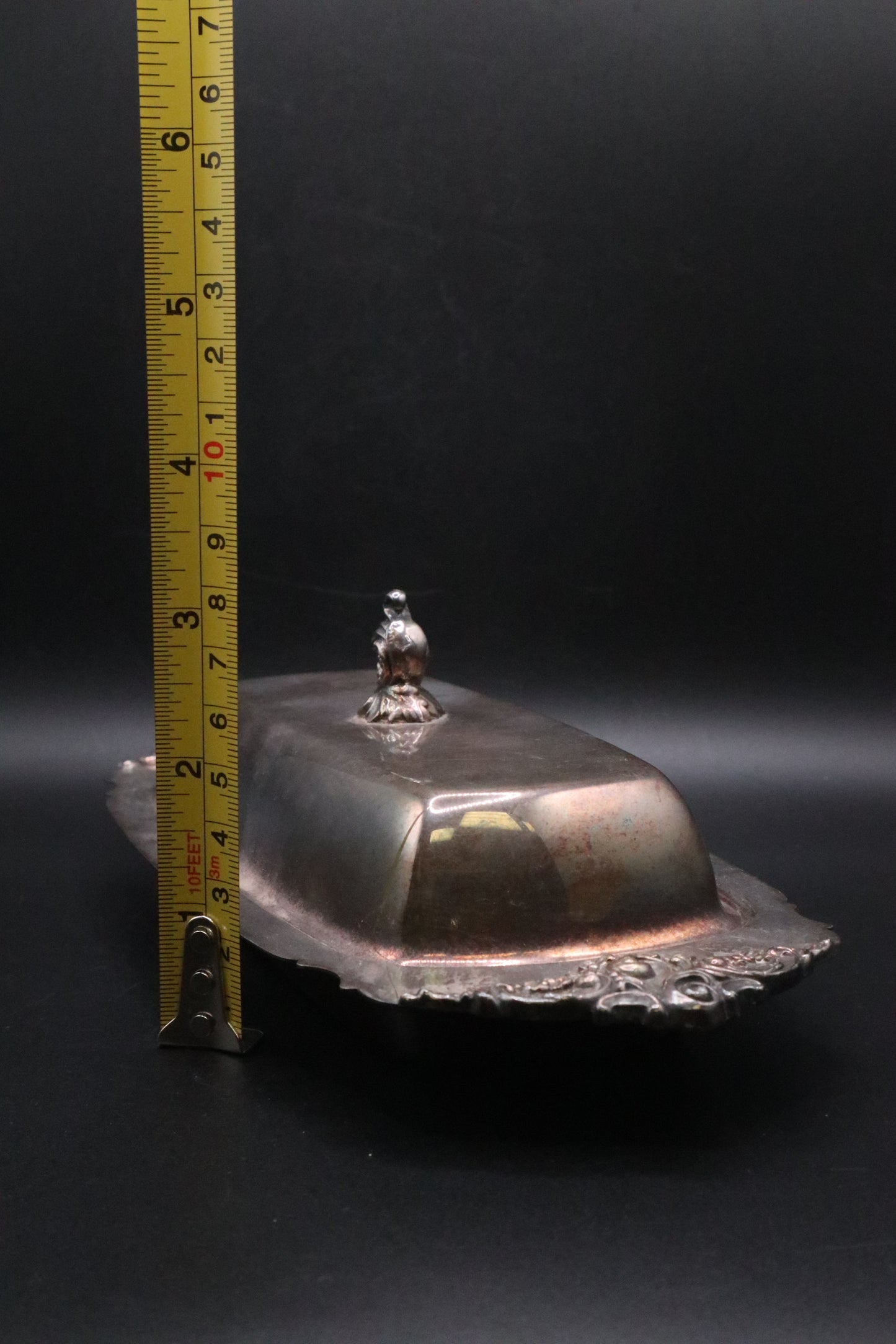 VINTAGE WALLACE BAROQUE SILVER PLATE BUTTER DISH 206