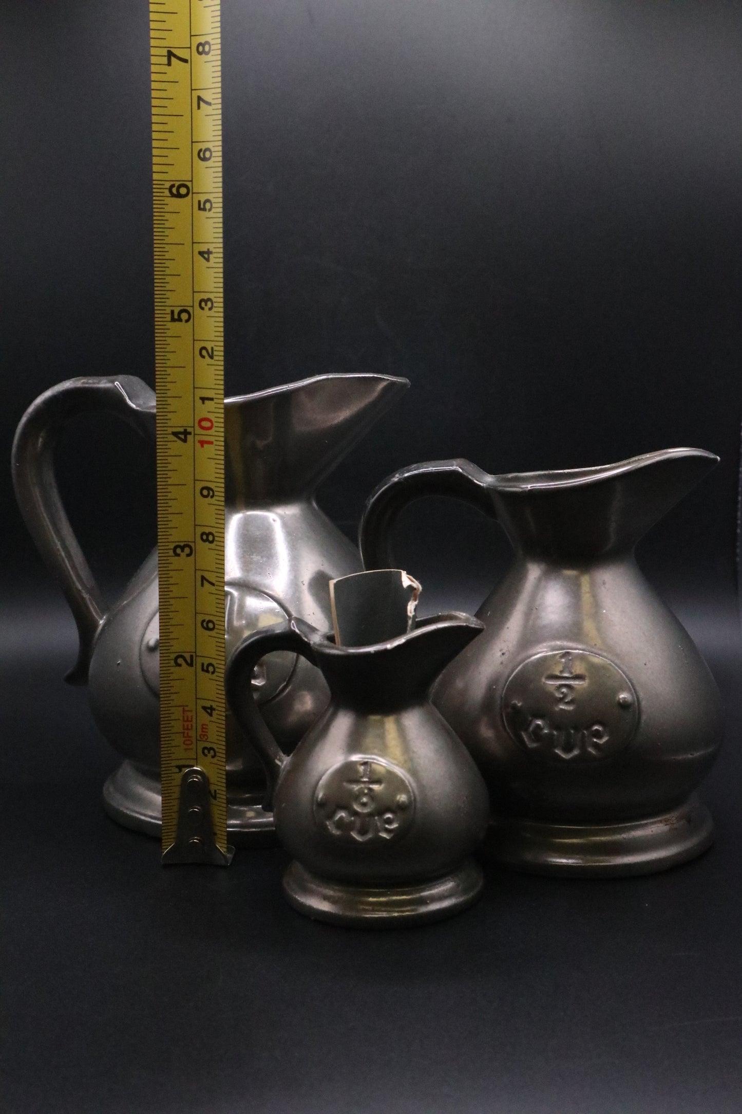 THE LONDON MARK A REPRODUCTION OF OLD PEWTER (SET OF 3) 1 CUP, 1/2 CUP, 1/8 CUP