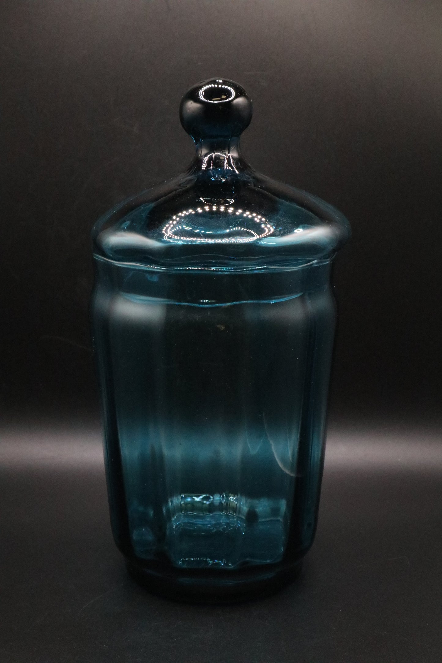MCM EMPOLI CIRCUS TENT PEACOCK BLUE APOTHECARY JAR WITH LID