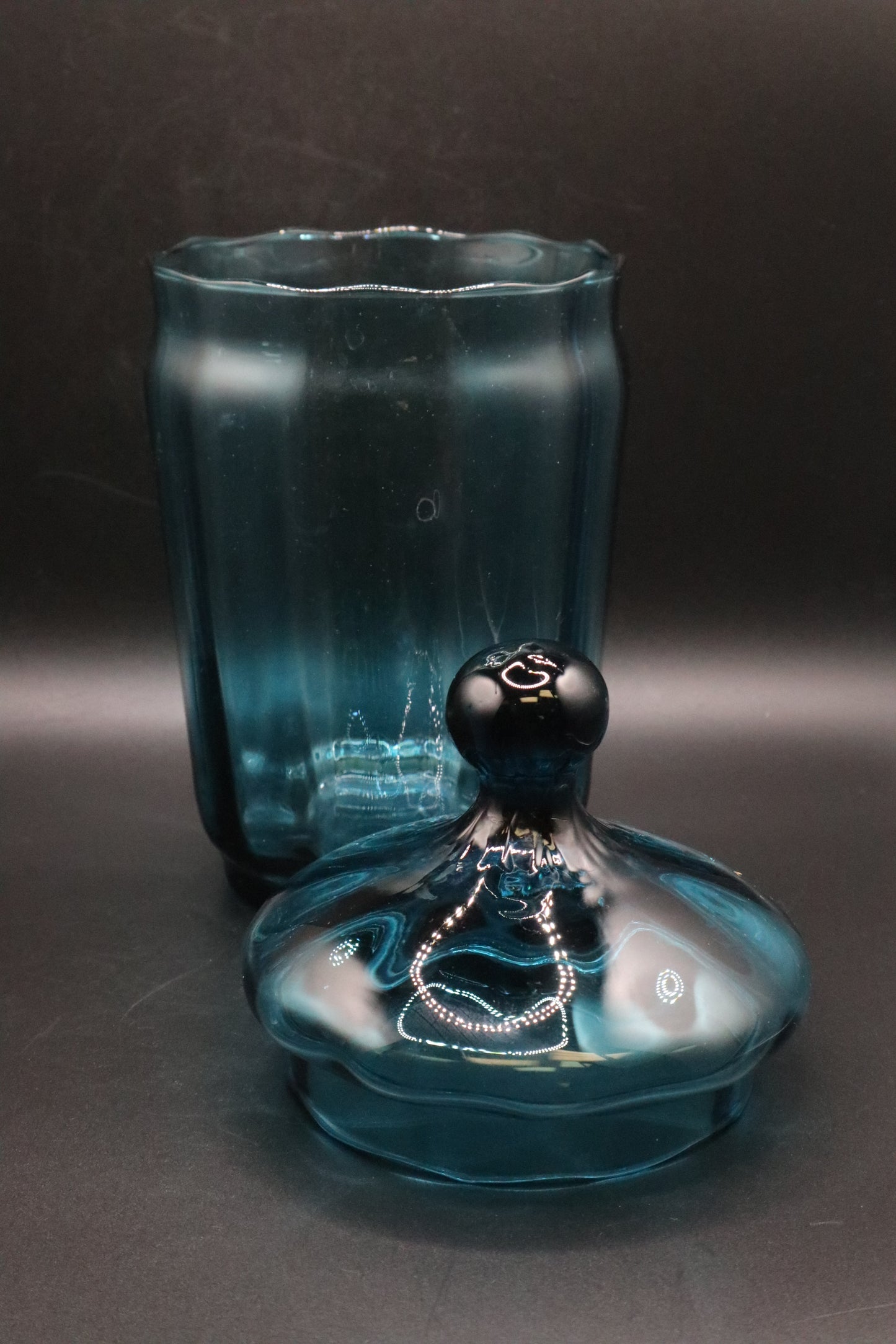 MCM EMPOLI CIRCUS TENT PEACOCK BLUE APOTHECARY JAR WITH LID