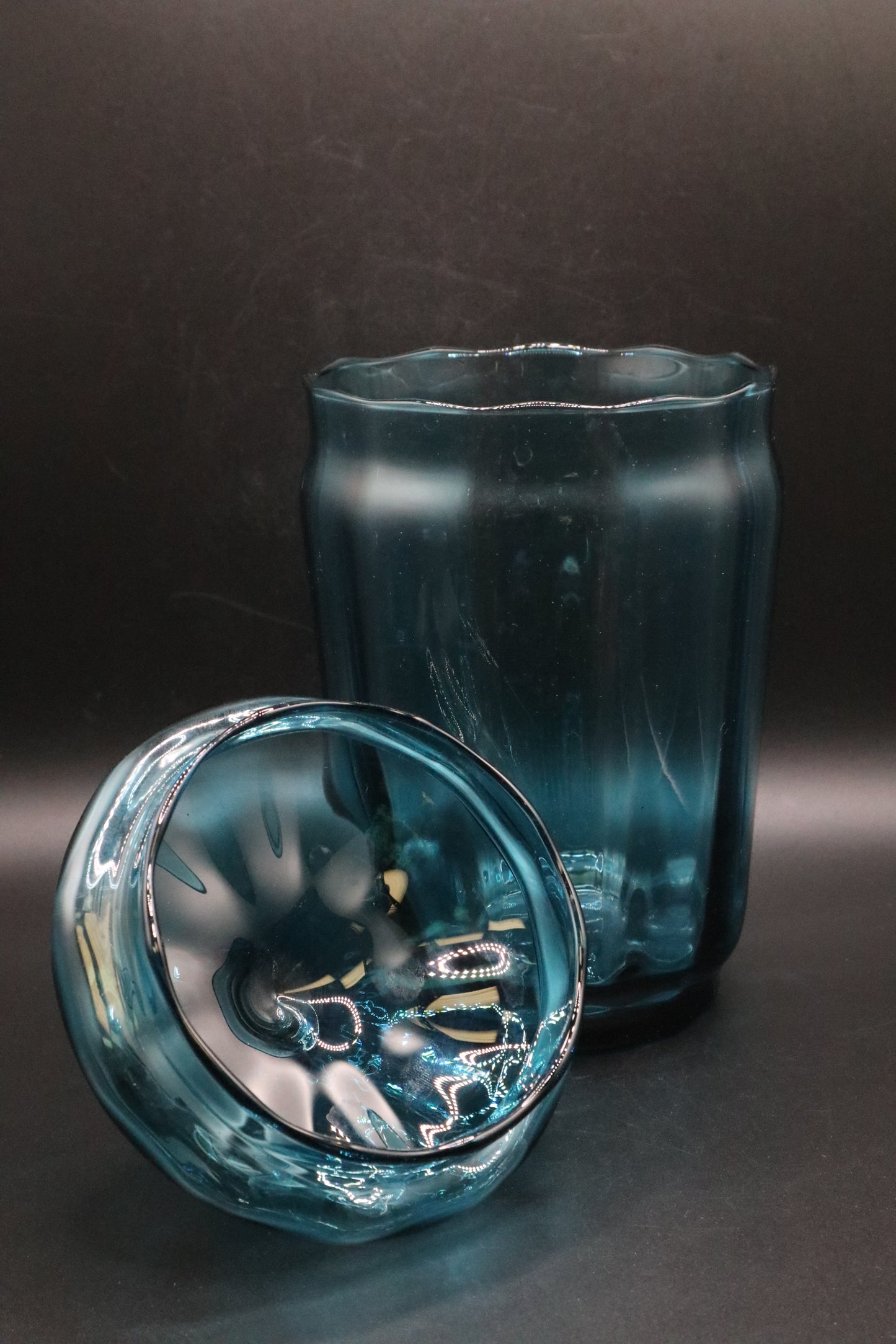 MCM EMPOLI CIRCUS TENT PEACOCK BLUE APOTHECARY JAR WITH LID
