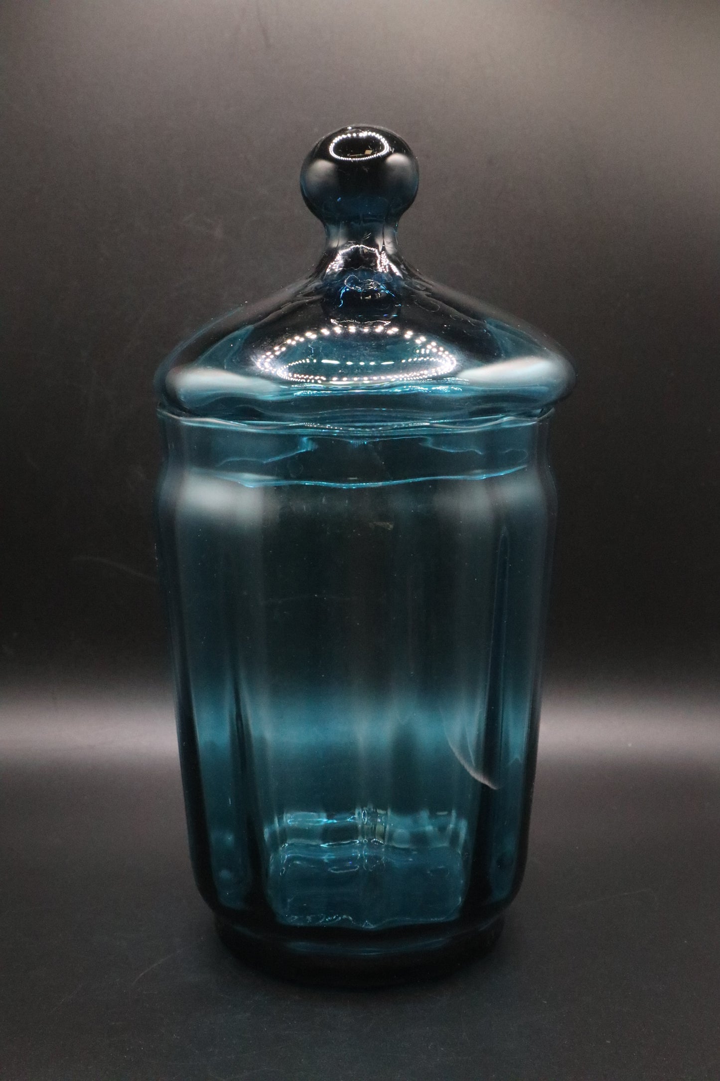 MCM EMPOLI CIRCUS TENT PEACOCK BLUE APOTHECARY JAR WITH LID