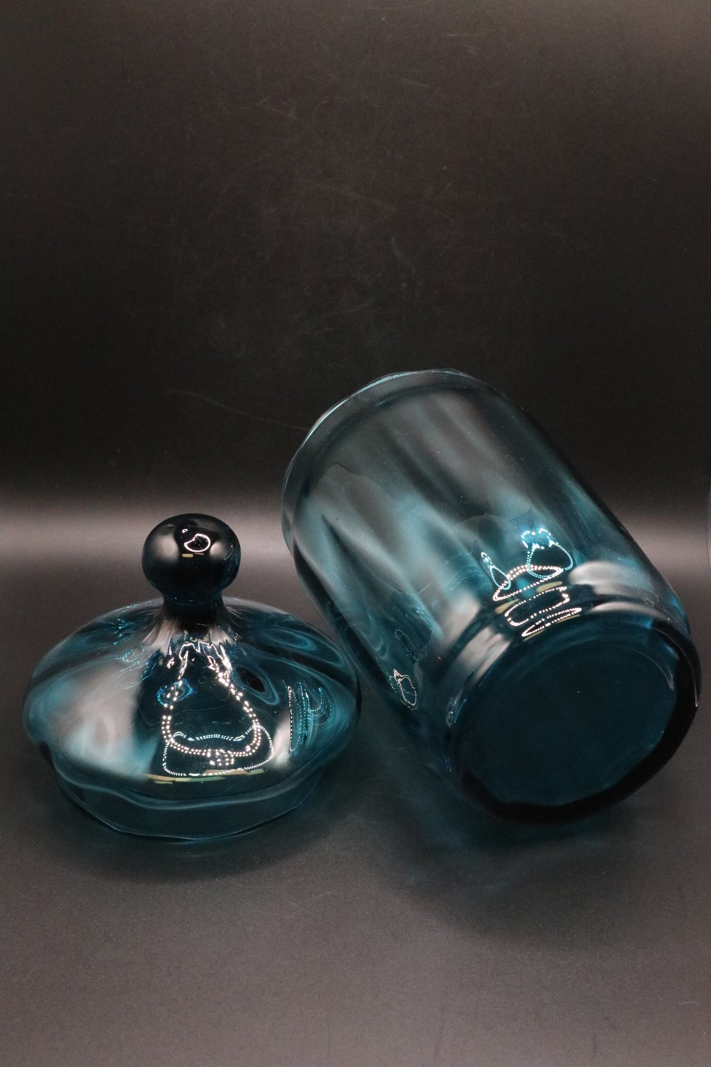 MCM EMPOLI CIRCUS TENT PEACOCK BLUE APOTHECARY JAR WITH LID