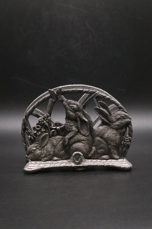 VINTAGE METZKE USA EASTER PEWTER NAPKIN HOLDER