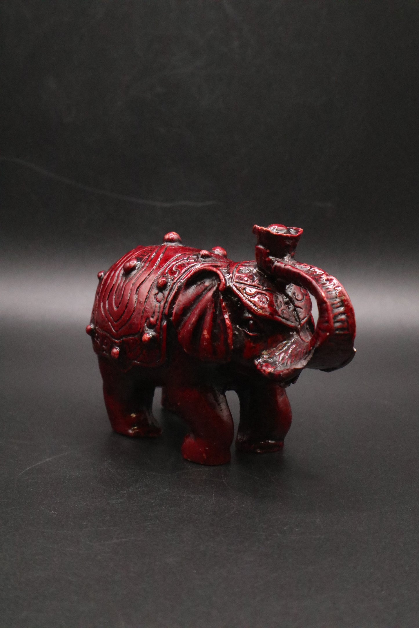 VINTAGE ASIAN CINNABAR RED ELEPHANT