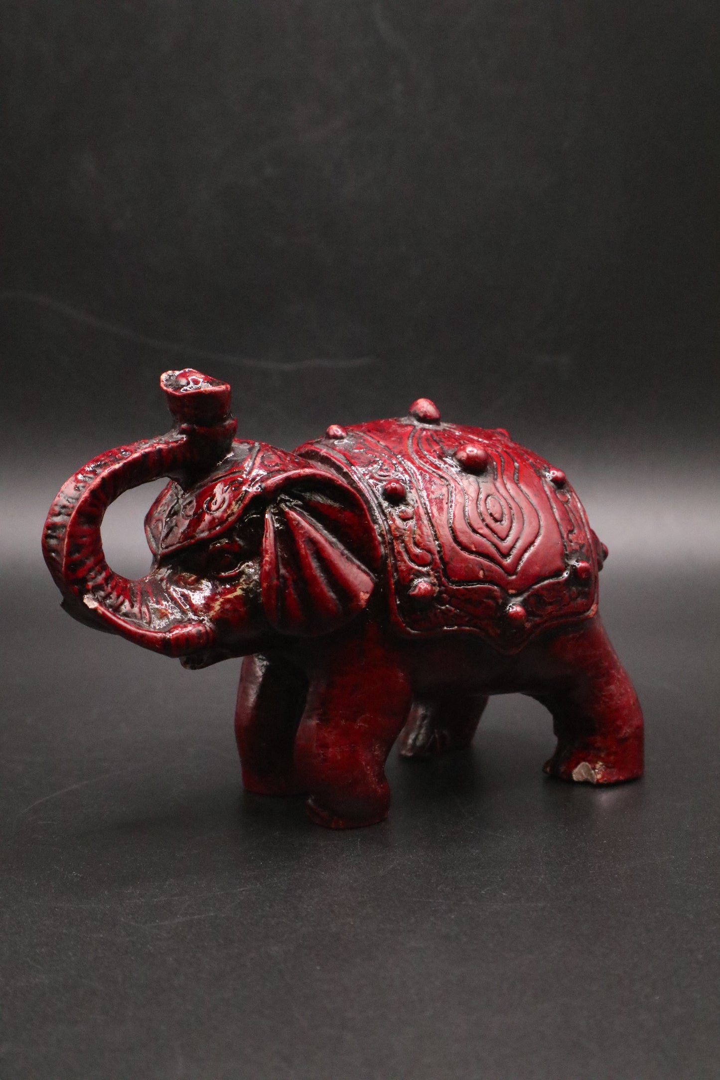 VINTAGE ASIAN CINNABAR RED ELEPHANT
