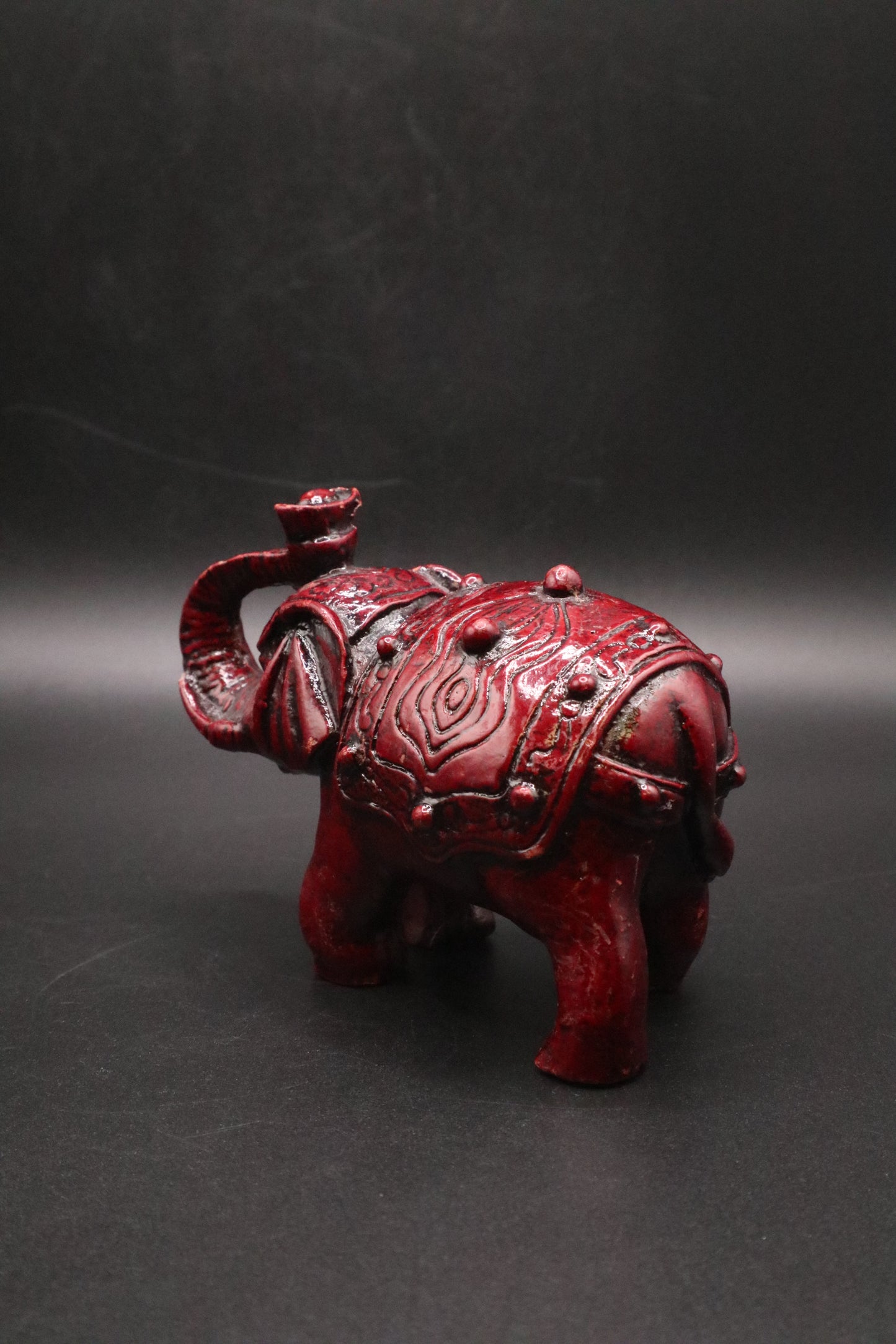 VINTAGE ASIAN CINNABAR RED ELEPHANT
