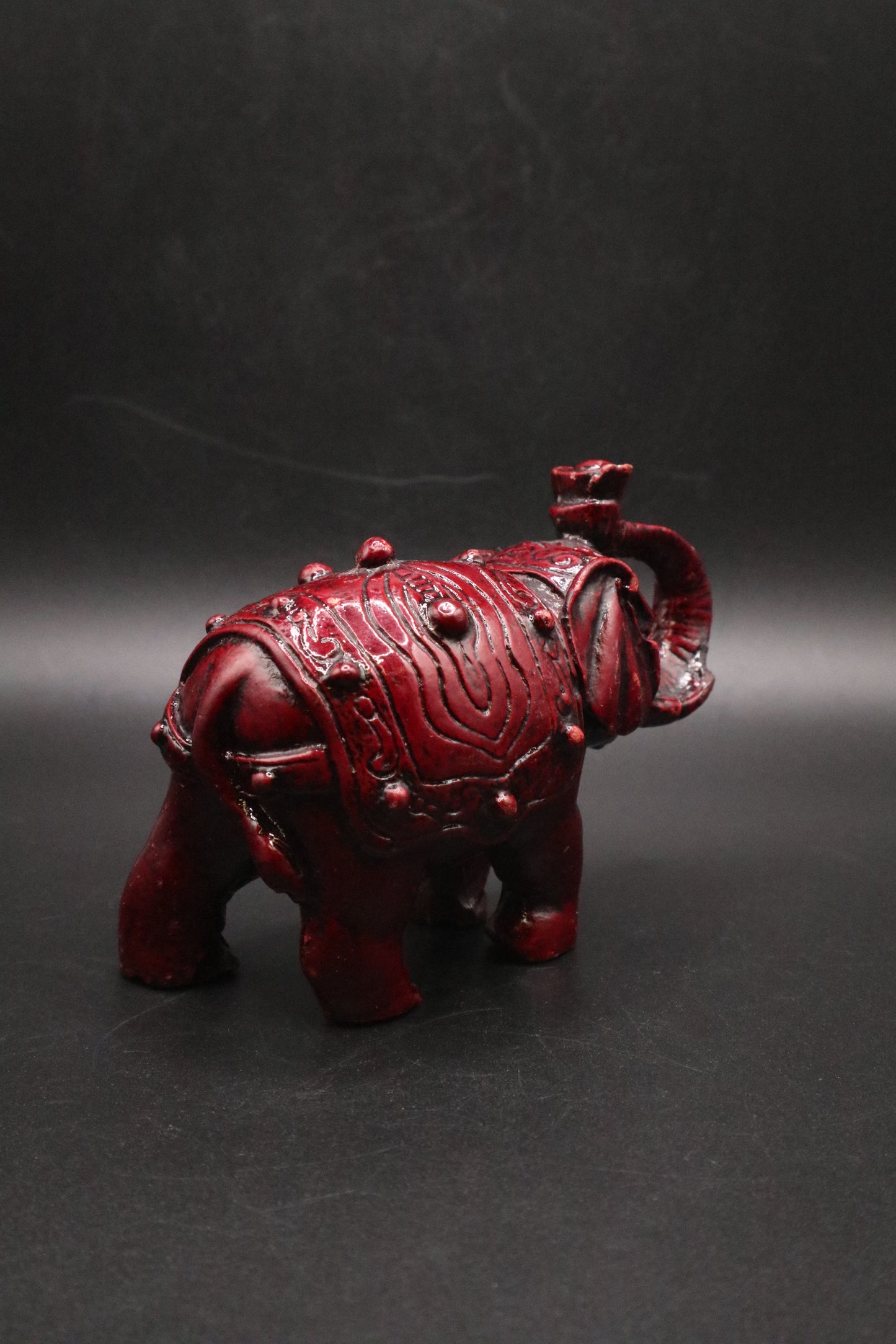 VINTAGE ASIAN CINNABAR RED ELEPHANT