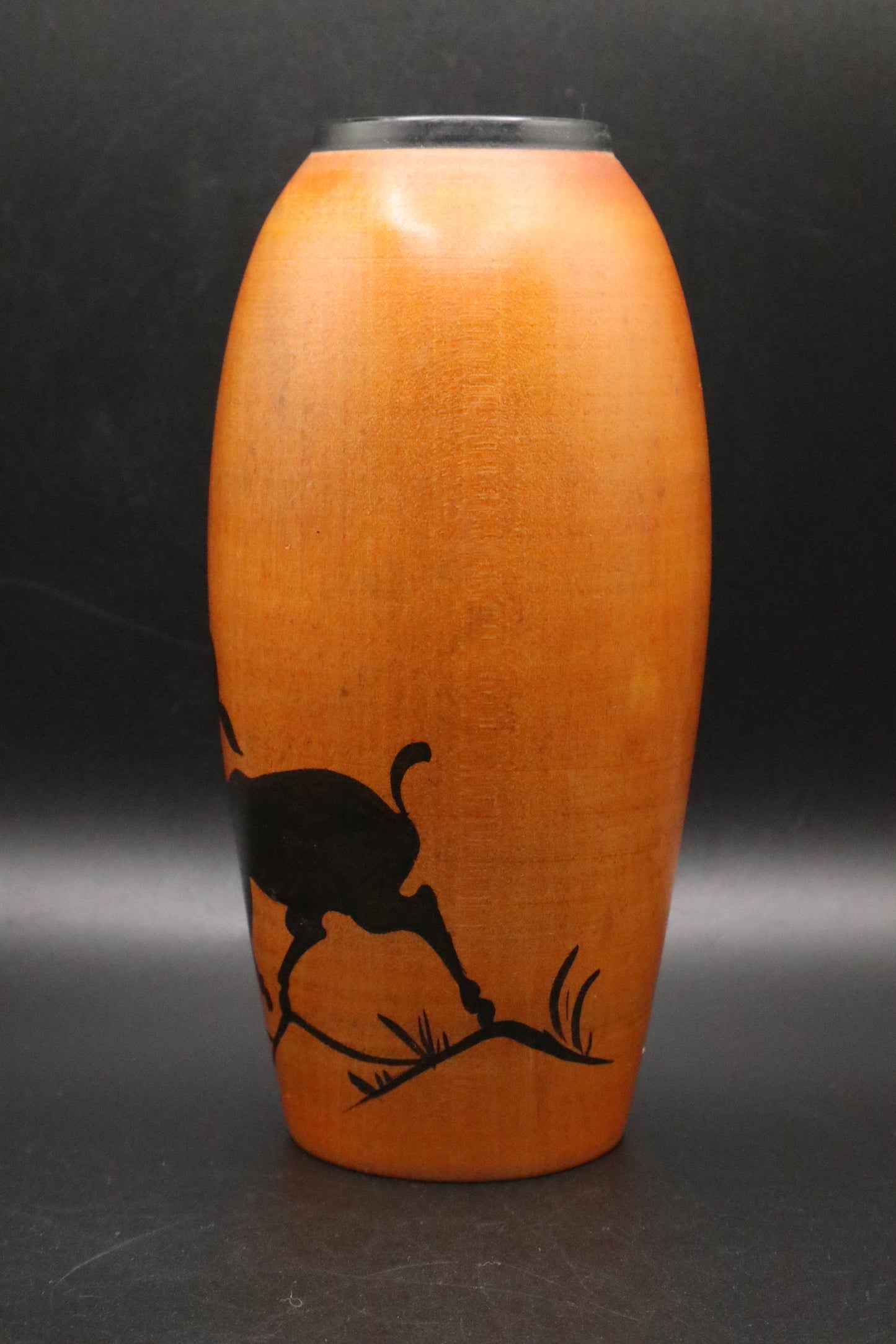 VINTAGE HAND CRAFTED SILHOUETTE DEER AND WILLOW TREE VASE