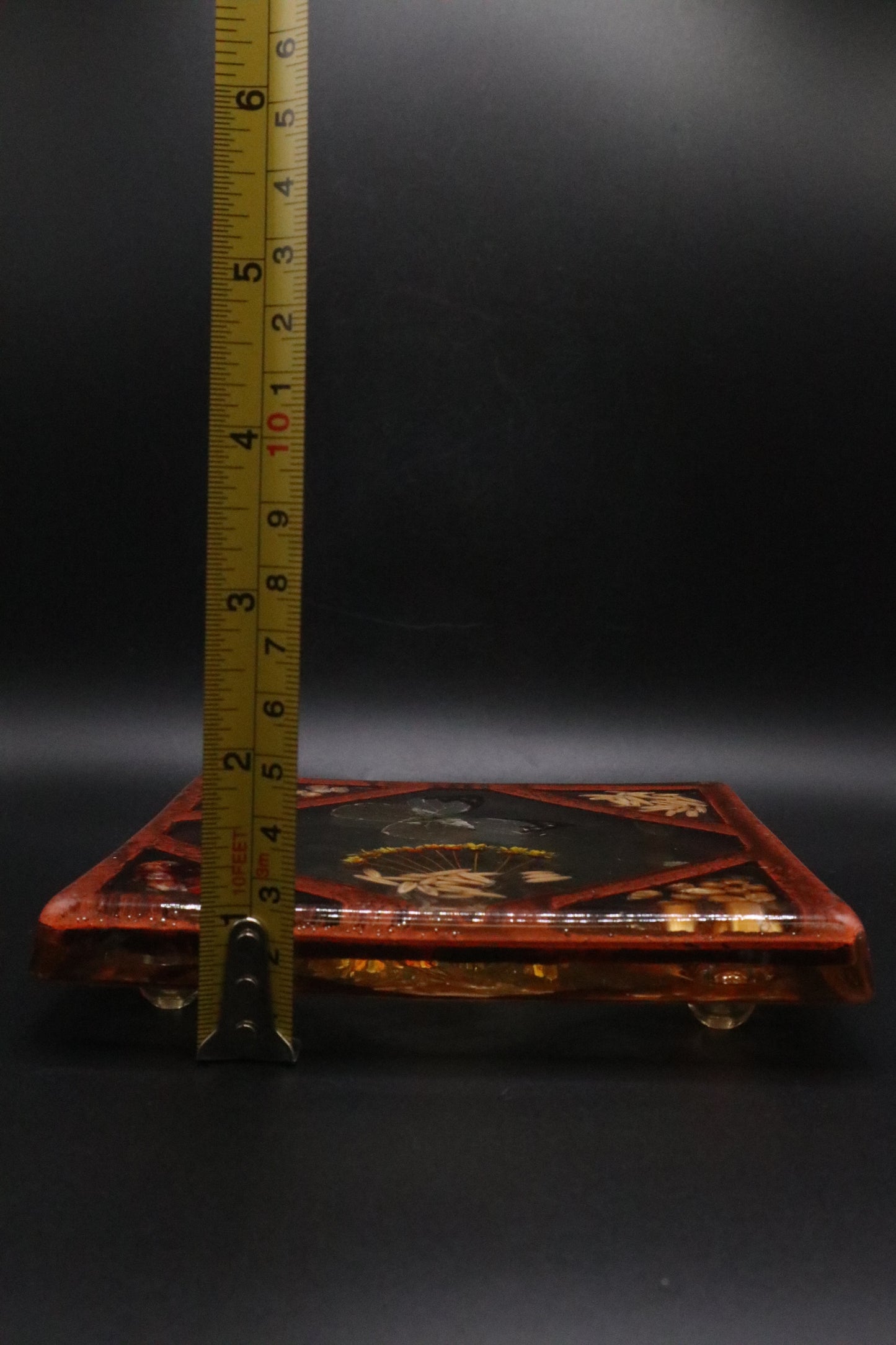 VINTAGE 1970'S LUCITE RESIN TRIVET BUTTERFLY GARDEN POT HOLDER