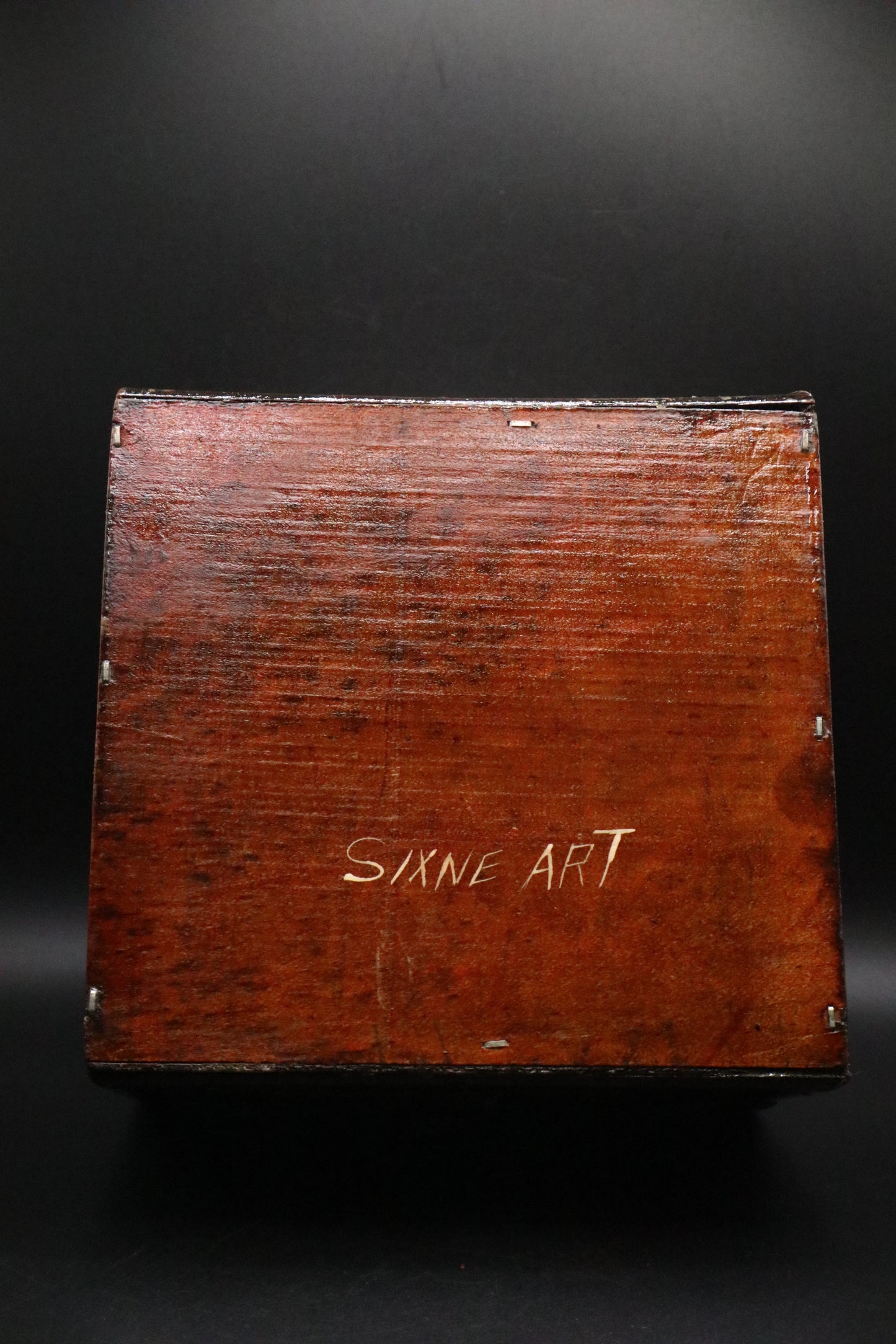 VINTAGE HAND PAINTED SIXNE ART LACQUERED WOOD JEWELRY BOX