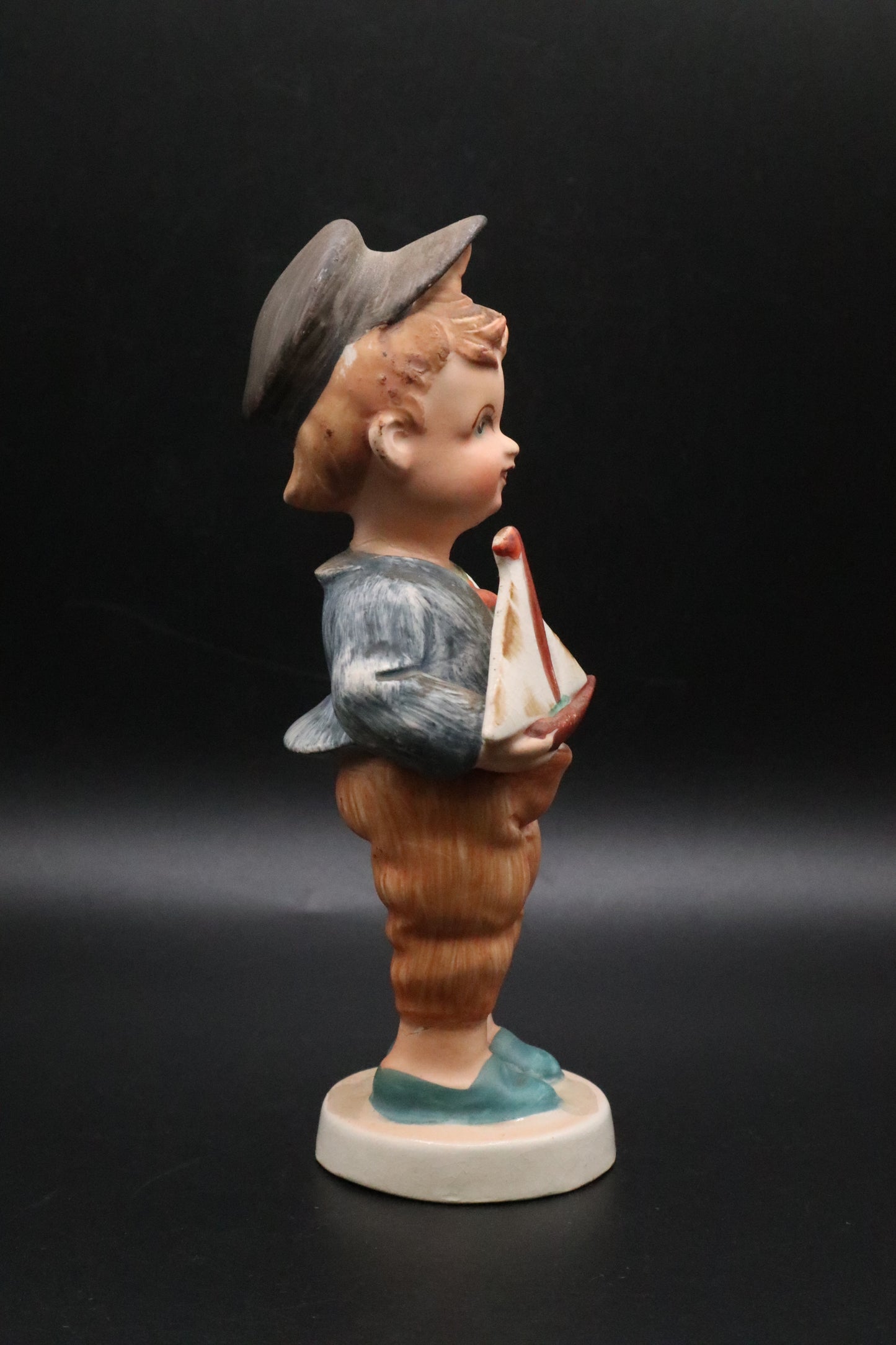 VINTAGE WALES JAPAN FIGURINE BOY WITH SAILBOAT