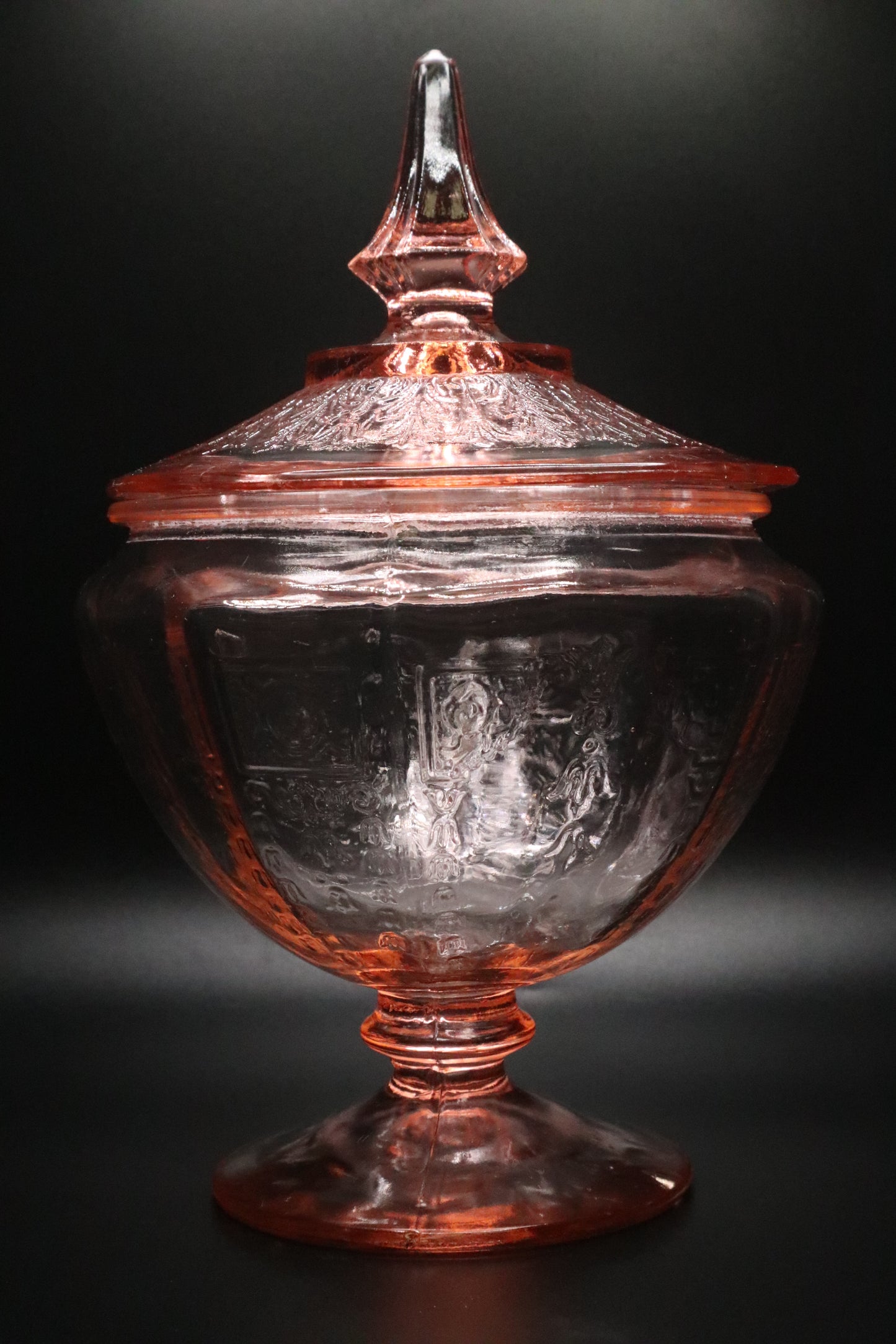 VINTAGE ANCHOR HOCKING "PRINCESS" PINK DEPRESSION GLASS CANDY DISH