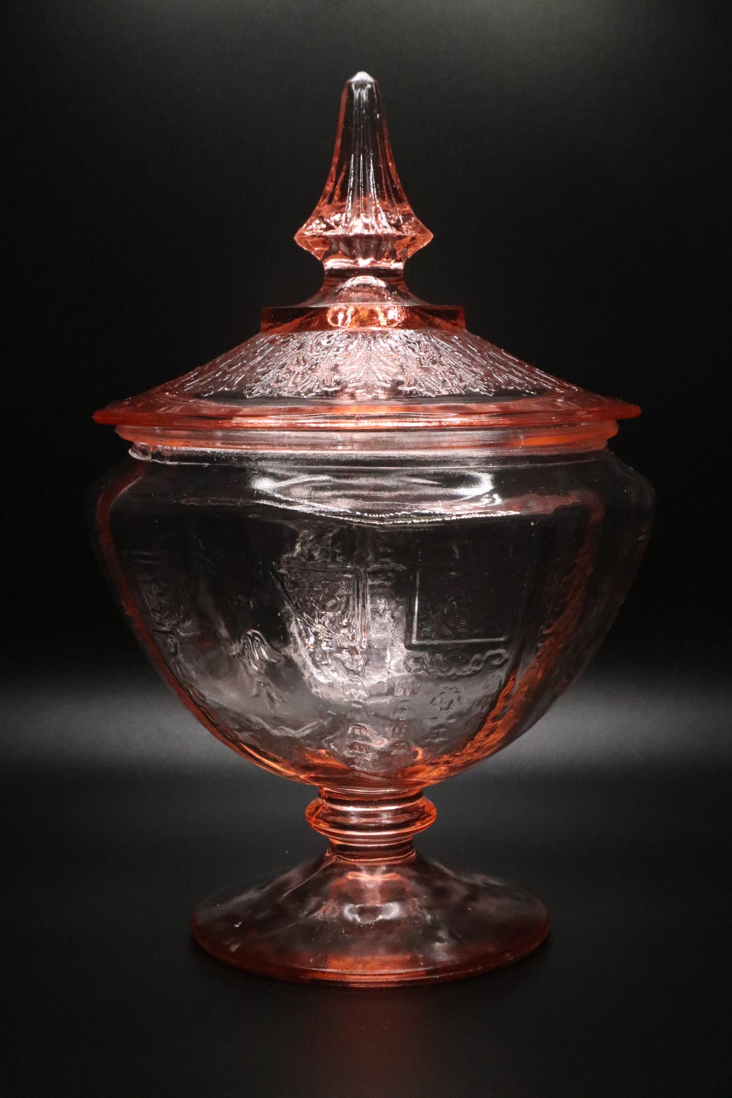 VINTAGE ANCHOR HOCKING "PRINCESS" PINK DEPRESSION GLASS CANDY DISH