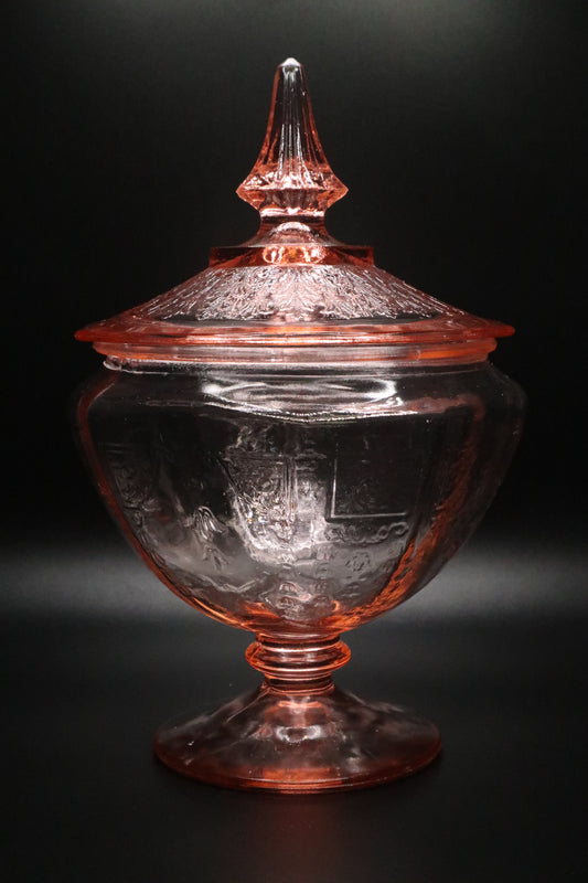 VINTAGE ANCHOR HOCKING "PRINCESS" PINK DEPRESSION GLASS CANDY DISH
