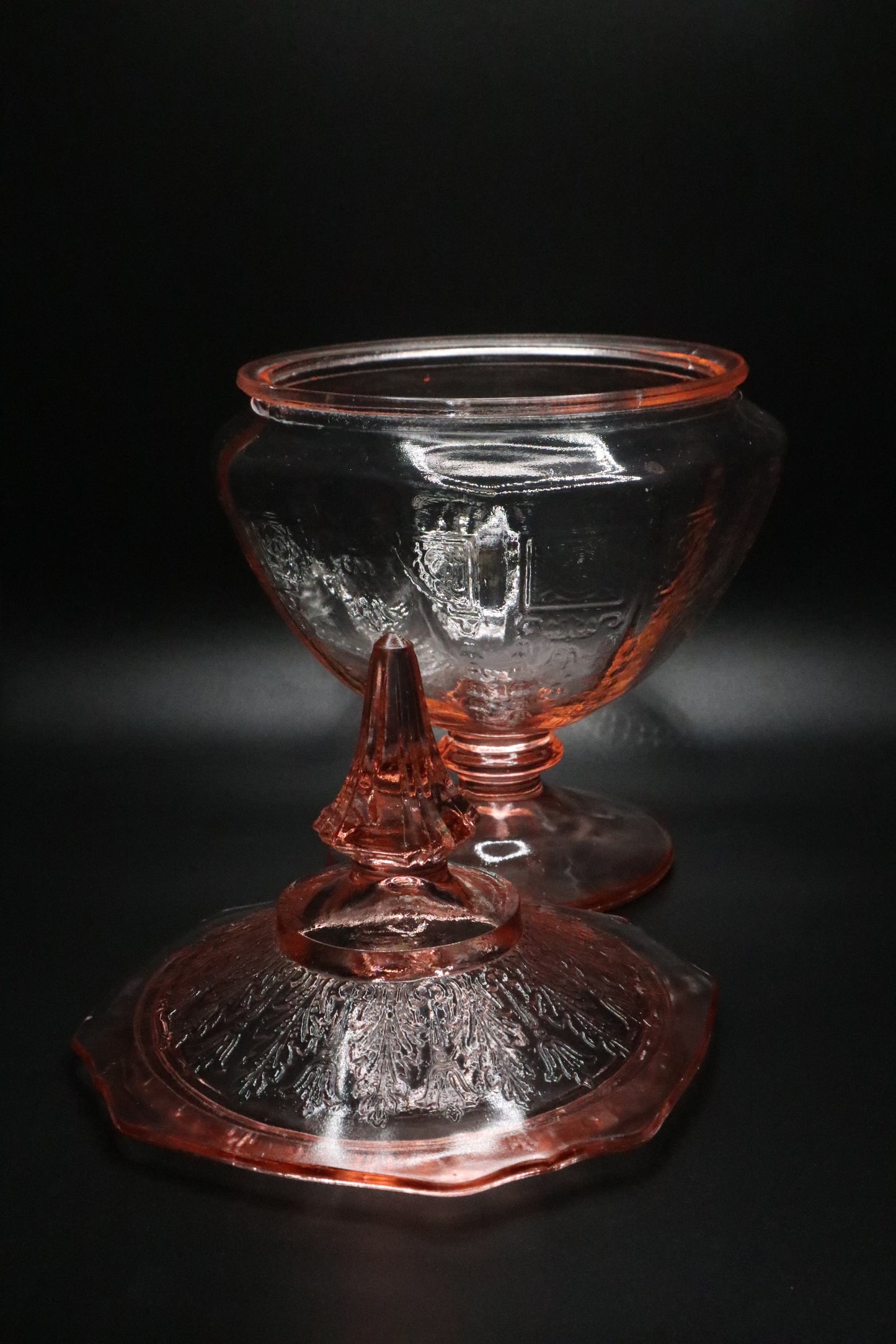 VINTAGE ANCHOR HOCKING "PRINCESS" PINK DEPRESSION GLASS CANDY DISH