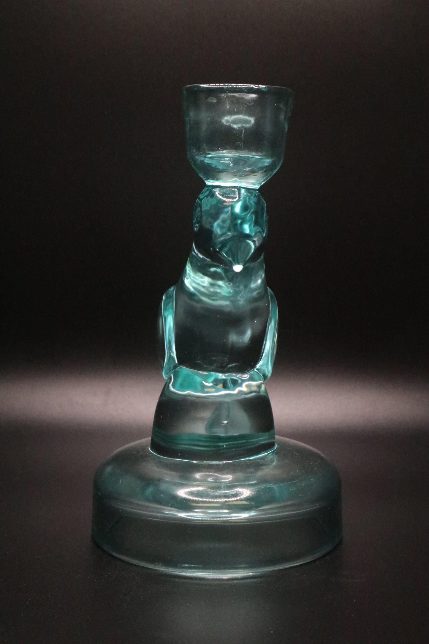 NEL LUSSO TEAL GLASS BIRD CANDLE STICK HOLDER