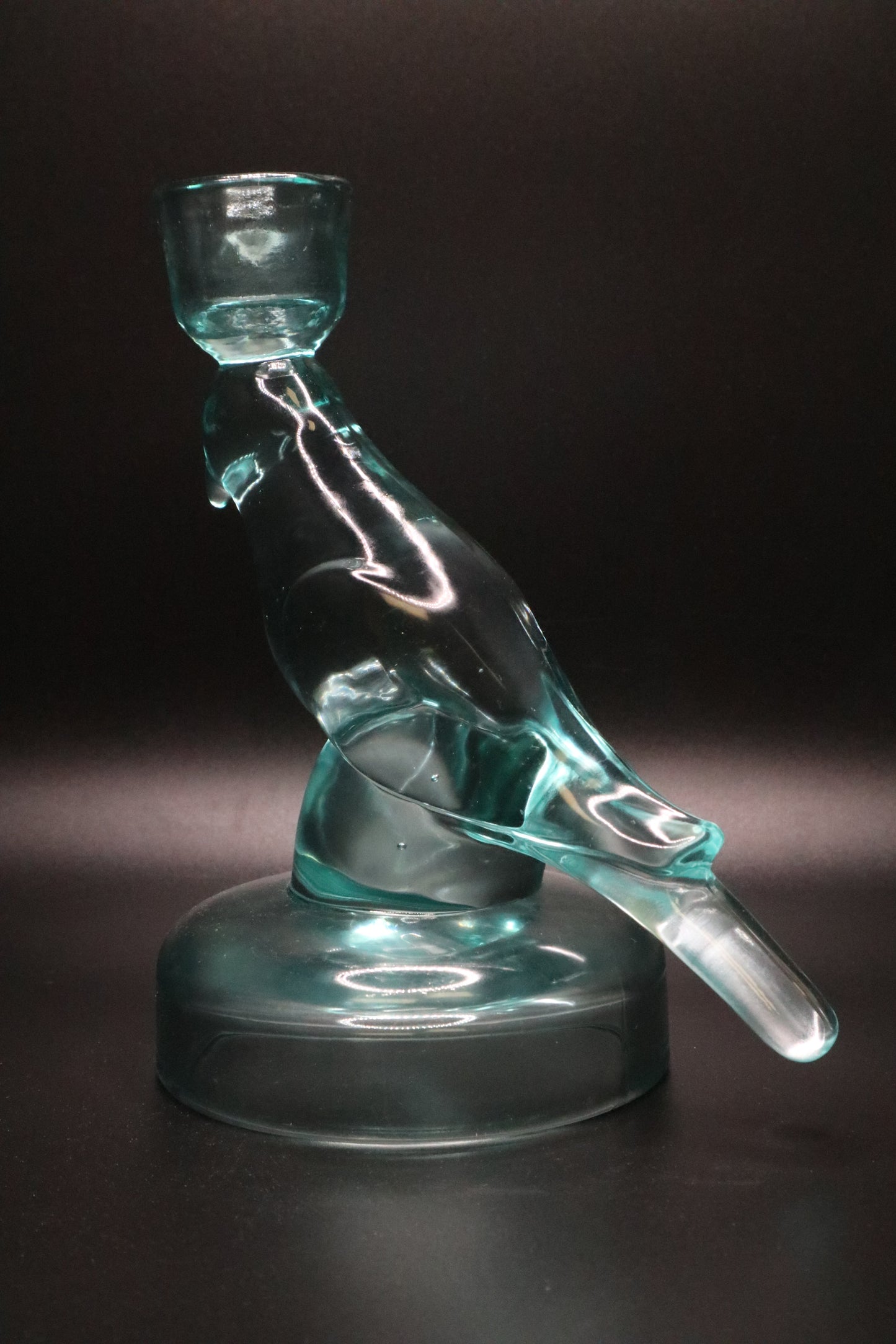 NEL LUSSO TEAL GLASS BIRD CANDLE STICK HOLDER