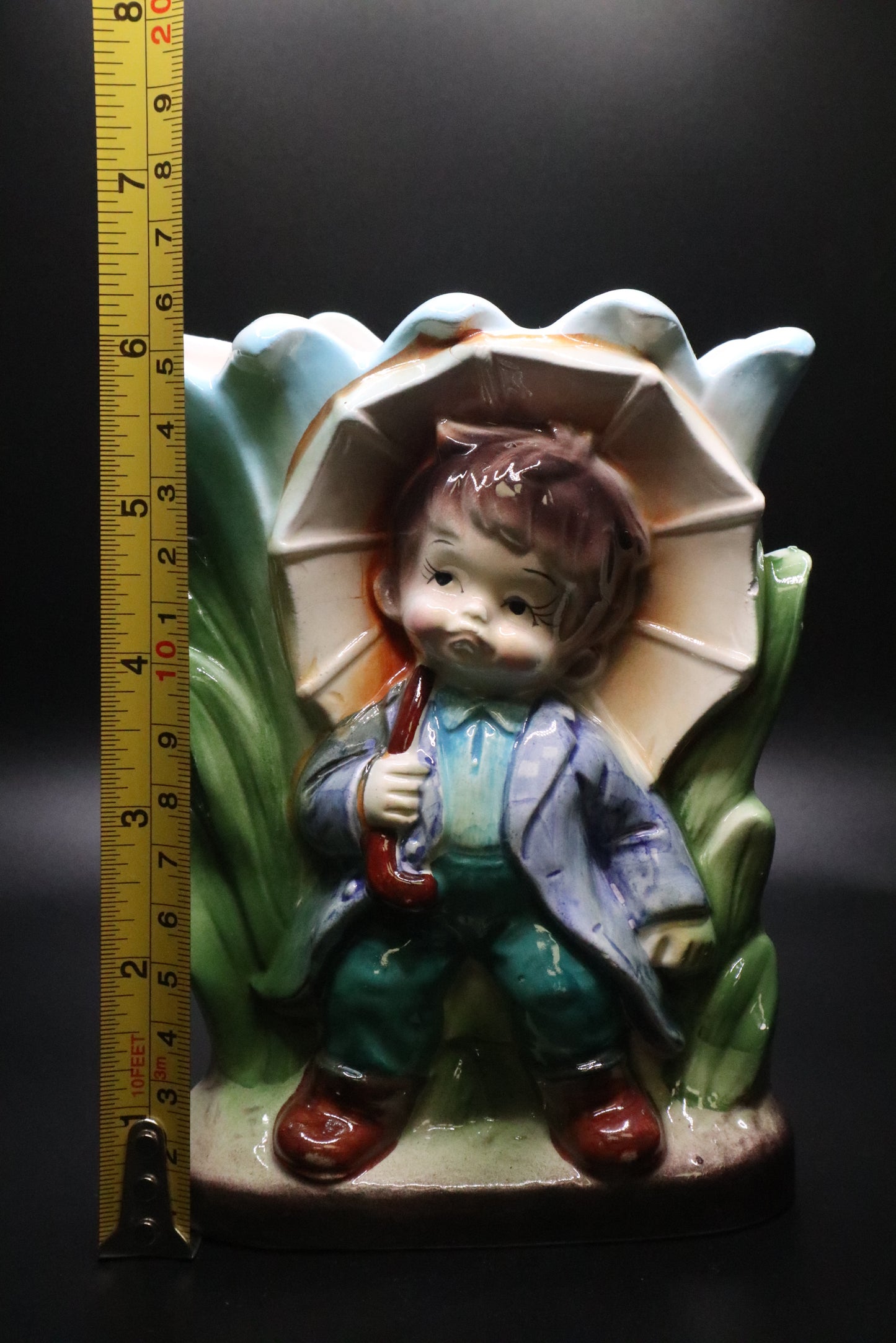 VINTAGE CERAMIC VASE "BAY WITH UMBRELLA" JAPAN