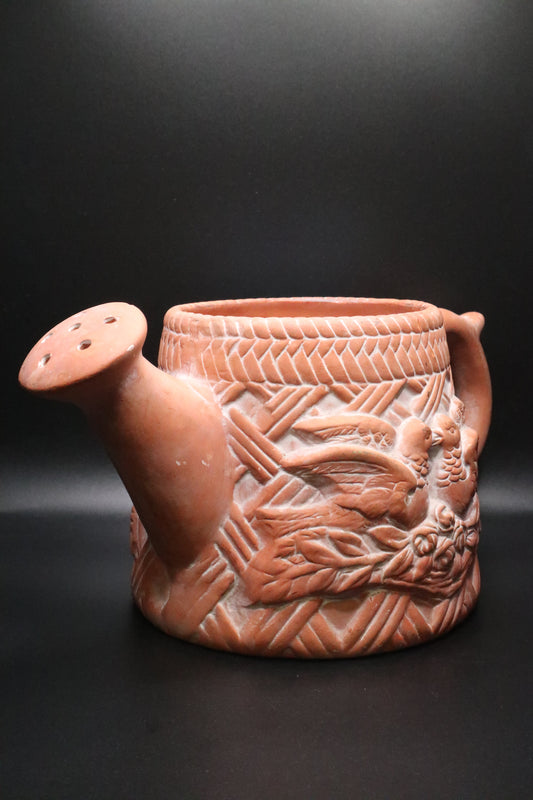 VINTAGE LOVE BIRDS CLAY WATERING CAN