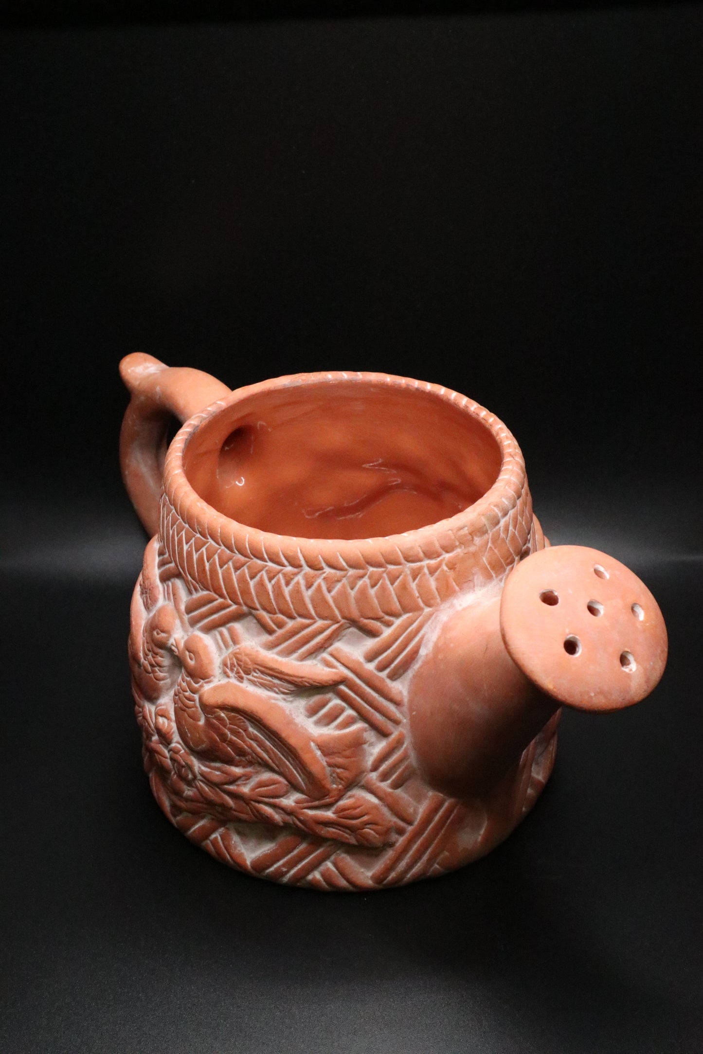 VINTAGE LOVE BIRDS CLAY WATERING CAN