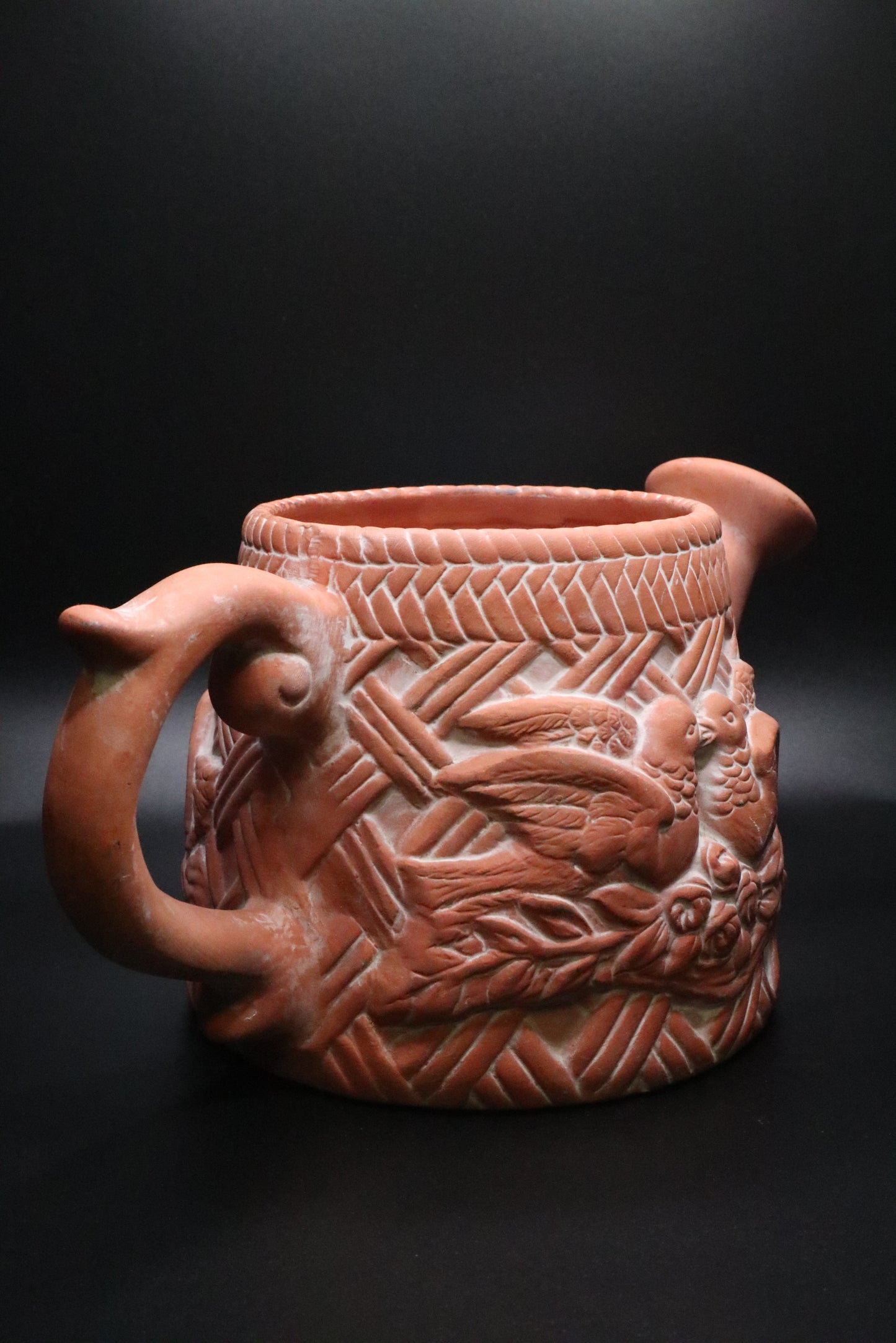 VINTAGE LOVE BIRDS CLAY WATERING CAN