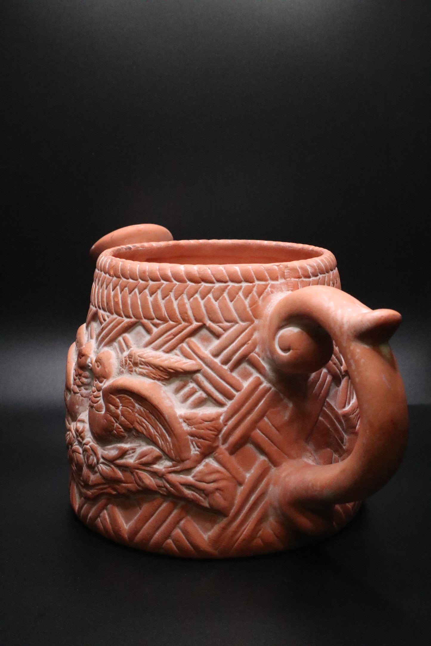 VINTAGE LOVE BIRDS CLAY WATERING CAN