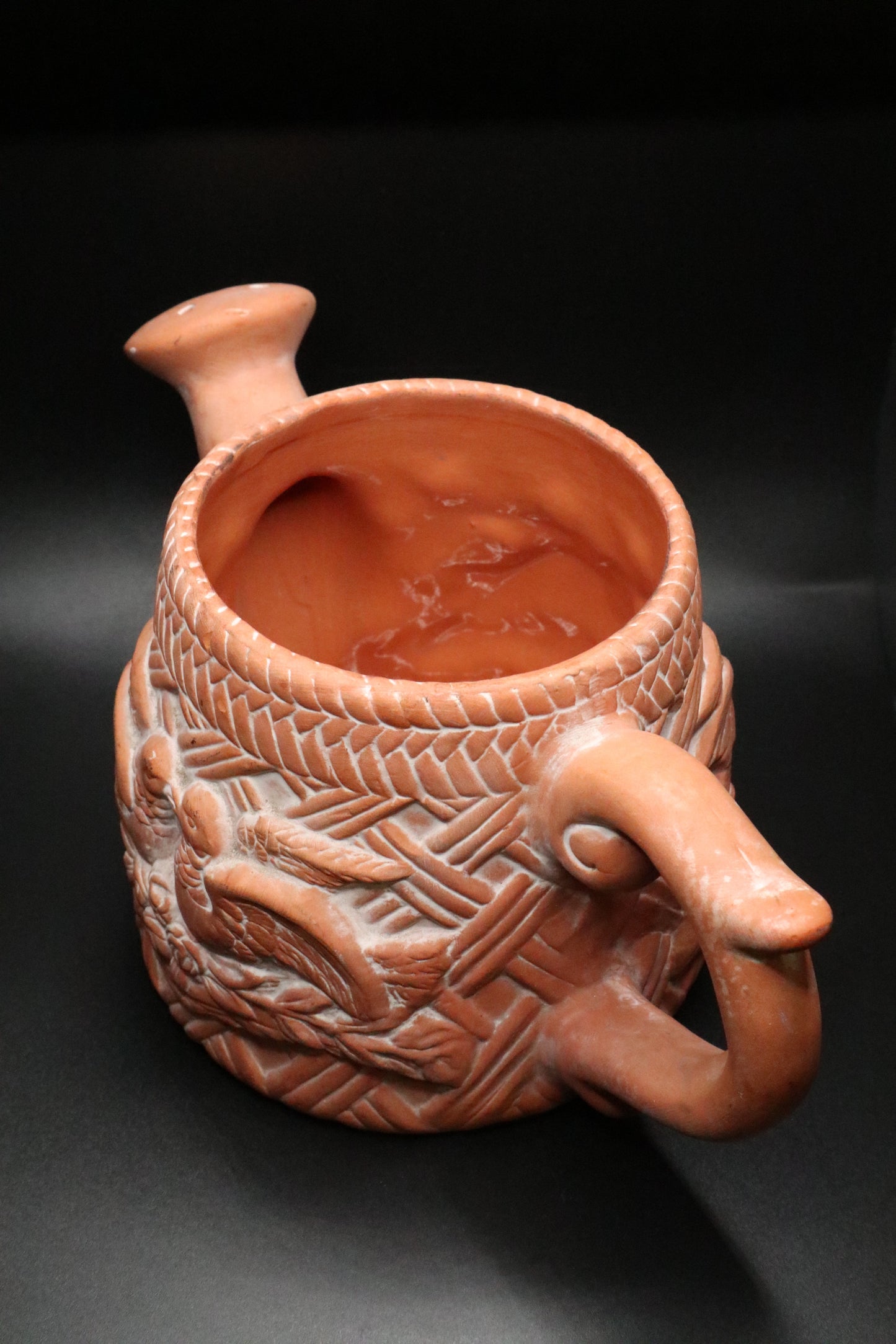 VINTAGE LOVE BIRDS CLAY WATERING CAN
