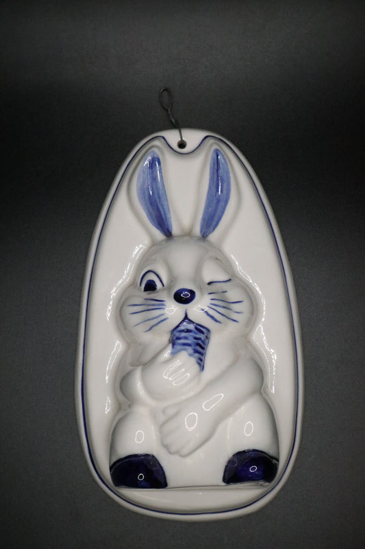 VINTAGE DELFT BLUE BUNNY MOLD OR WALL DECOR