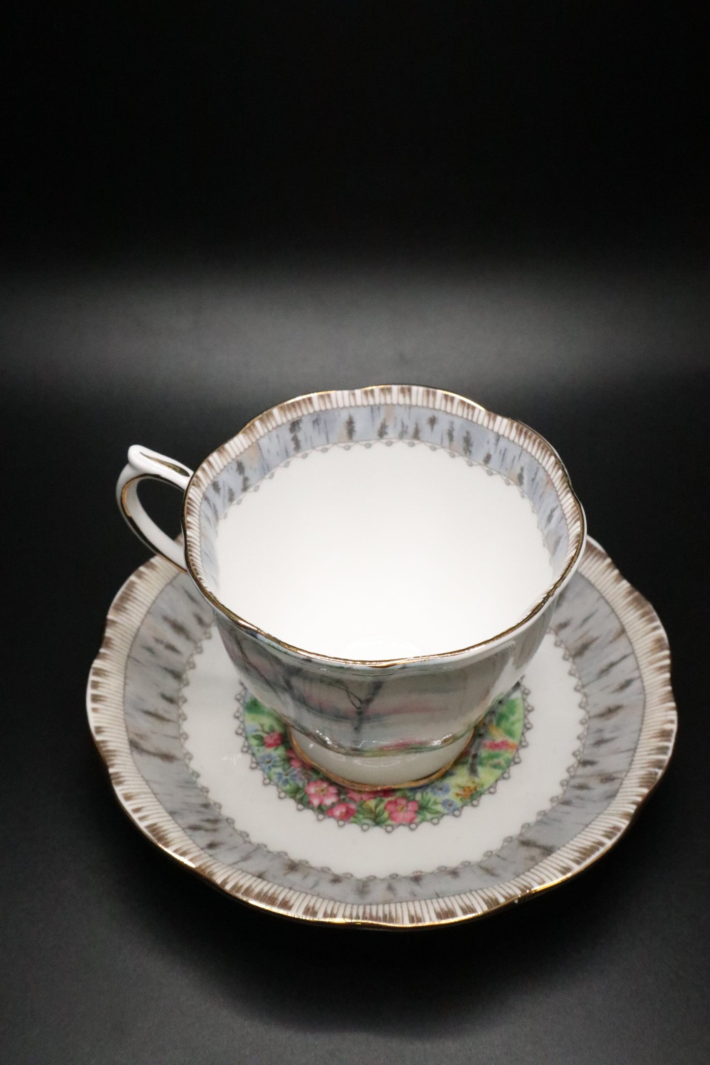 VINTAGE ROYAL ALBERT "SILVER BIRCH" ENGLAND CUP AND SAUCER