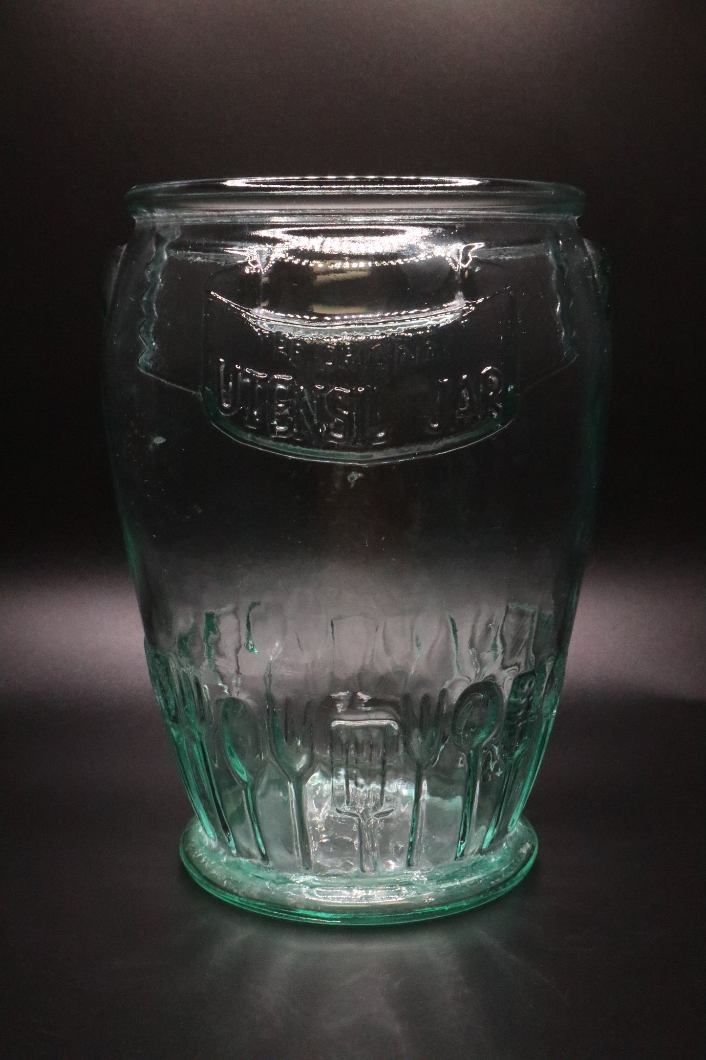 VINTAGE ITALIAN VETRERIA ETRUSA "ORIGINAL UTENSIL JAR" GLASS JAR
