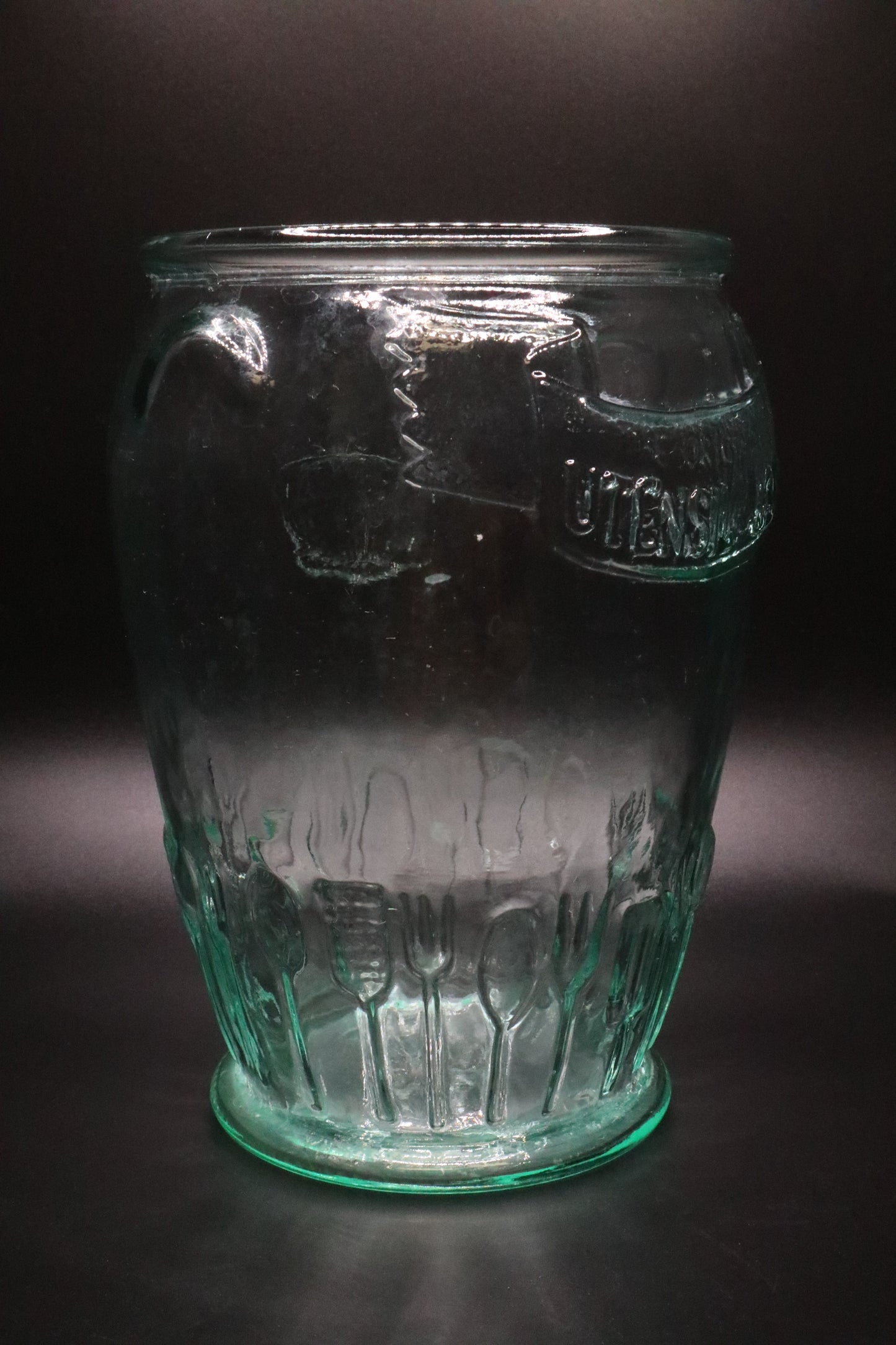 VINTAGE ITALIAN VETRERIA ETRUSA "ORIGINAL UTENSIL JAR" GLASS JAR