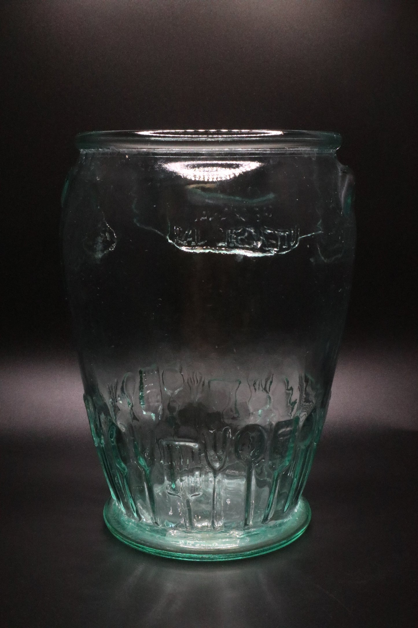VINTAGE ITALIAN VETRERIA ETRUSA "ORIGINAL UTENSIL JAR" GLASS JAR